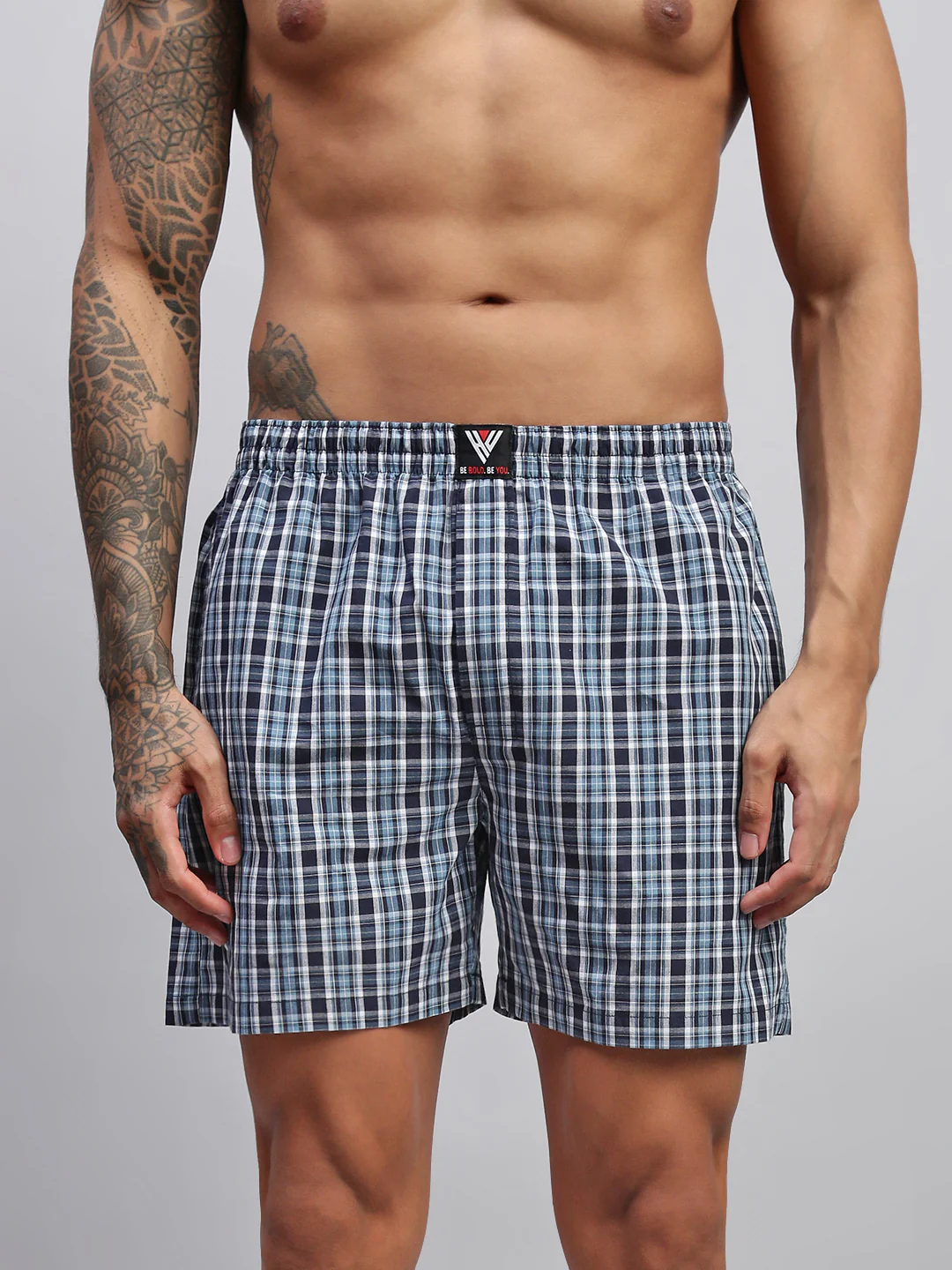 Men Checked Cotton Boxer Shorts - Image 4