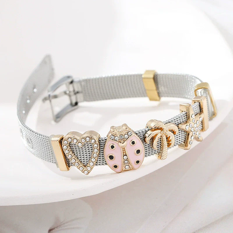 Bracelet With Heart Ladybug Palm Tree Starfish Charms