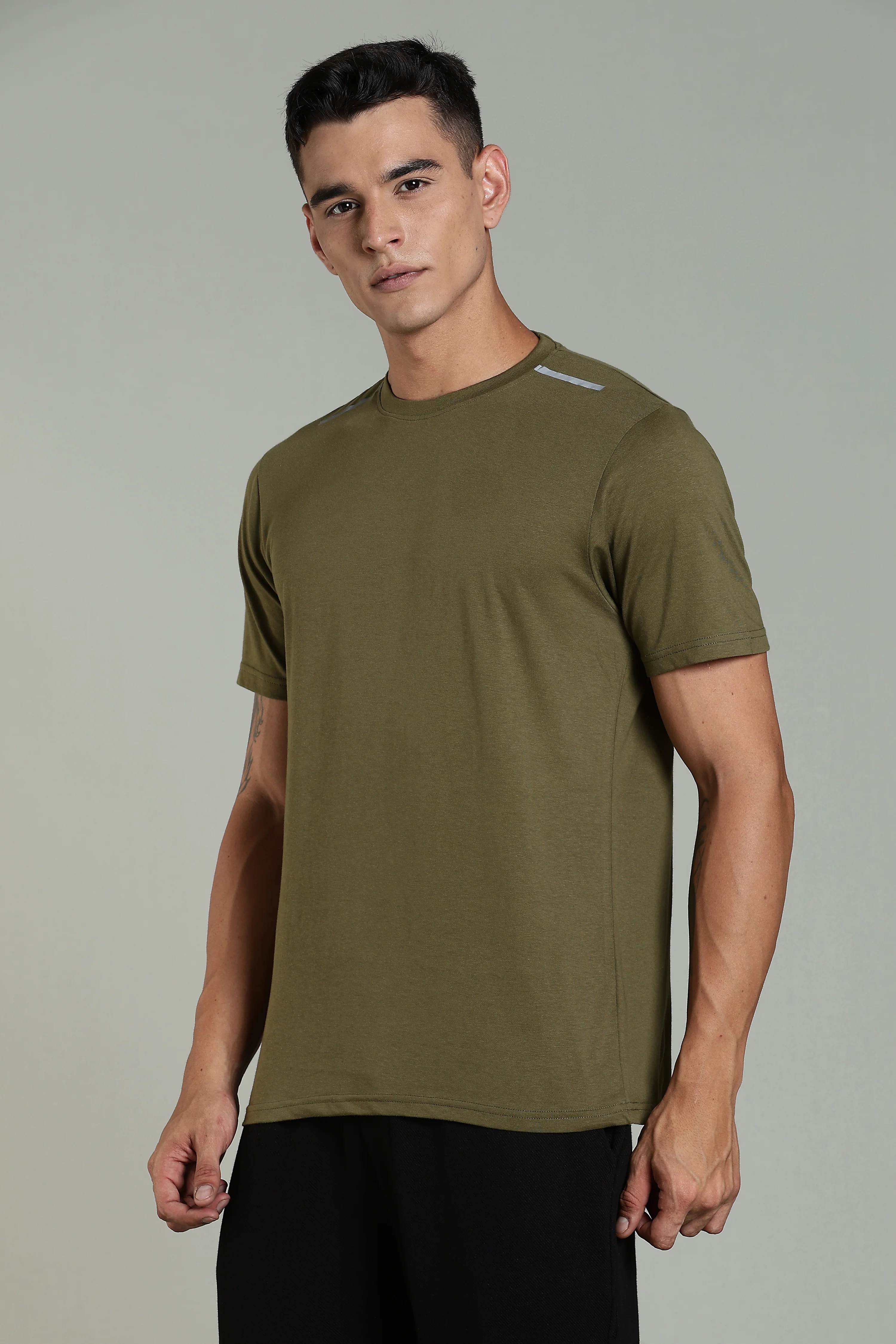 Men Olive Printed Cotton Regular T-Shirt - Image 6