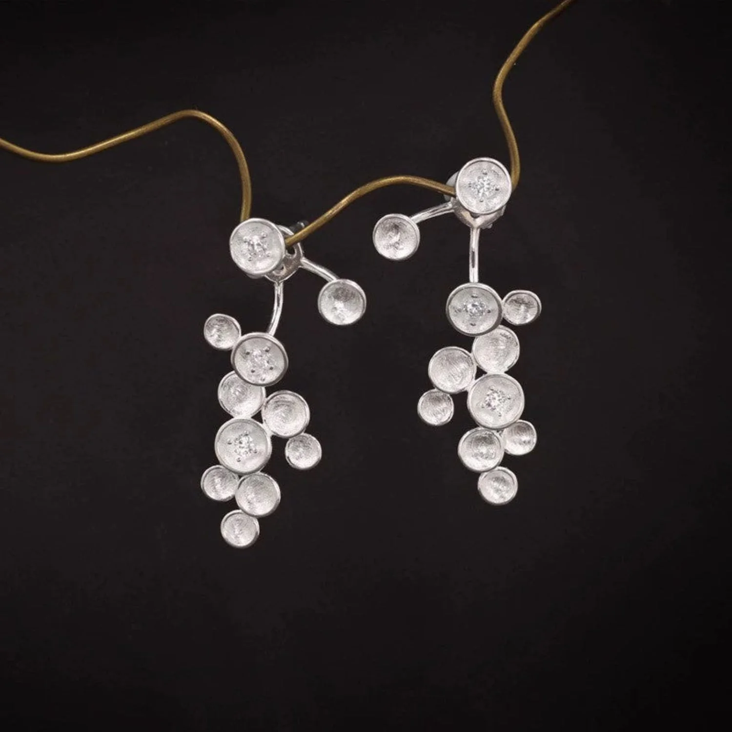 Celestial Cluster Silver Drop Earring