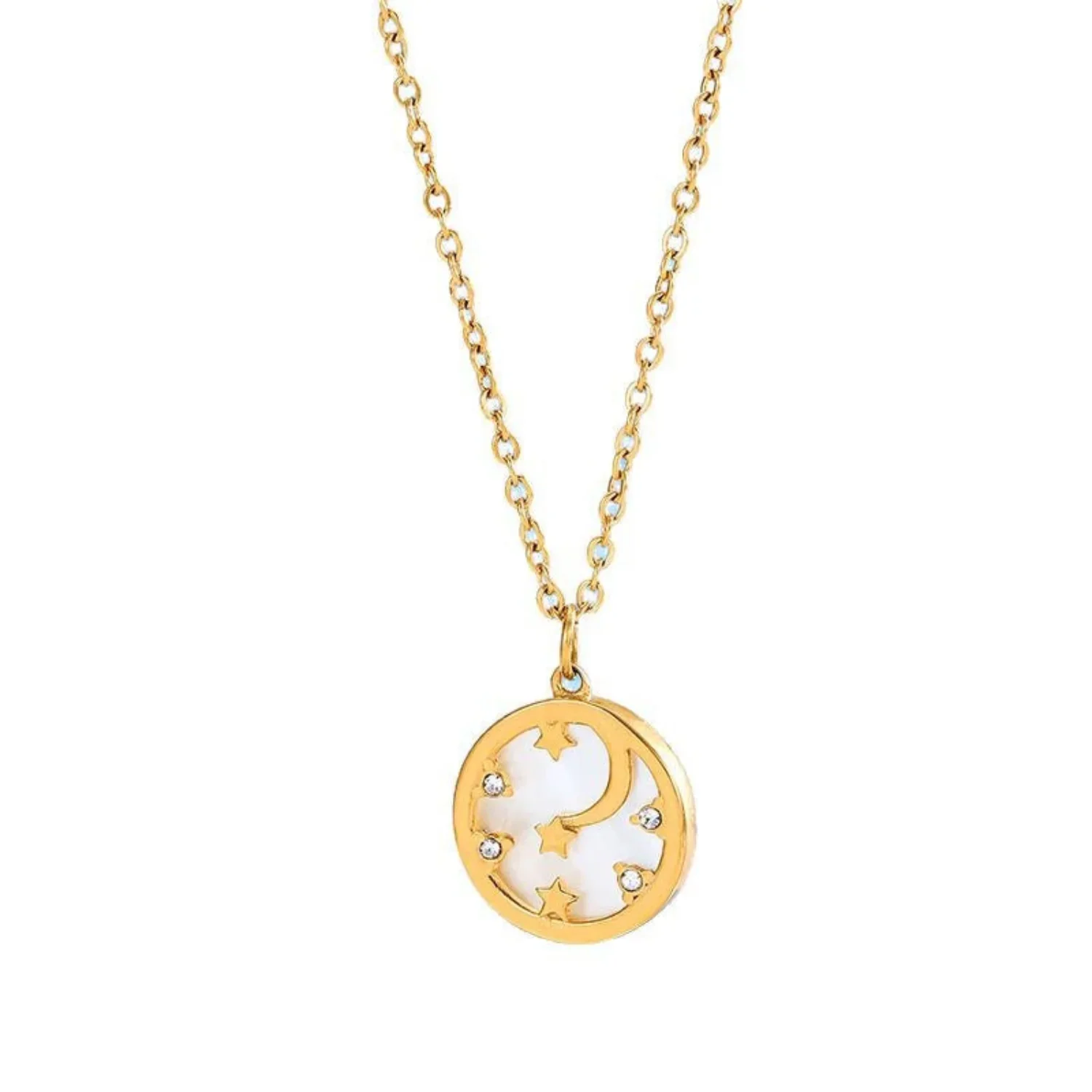 Celestial Moon And Star 18K Gold Plated Necklace