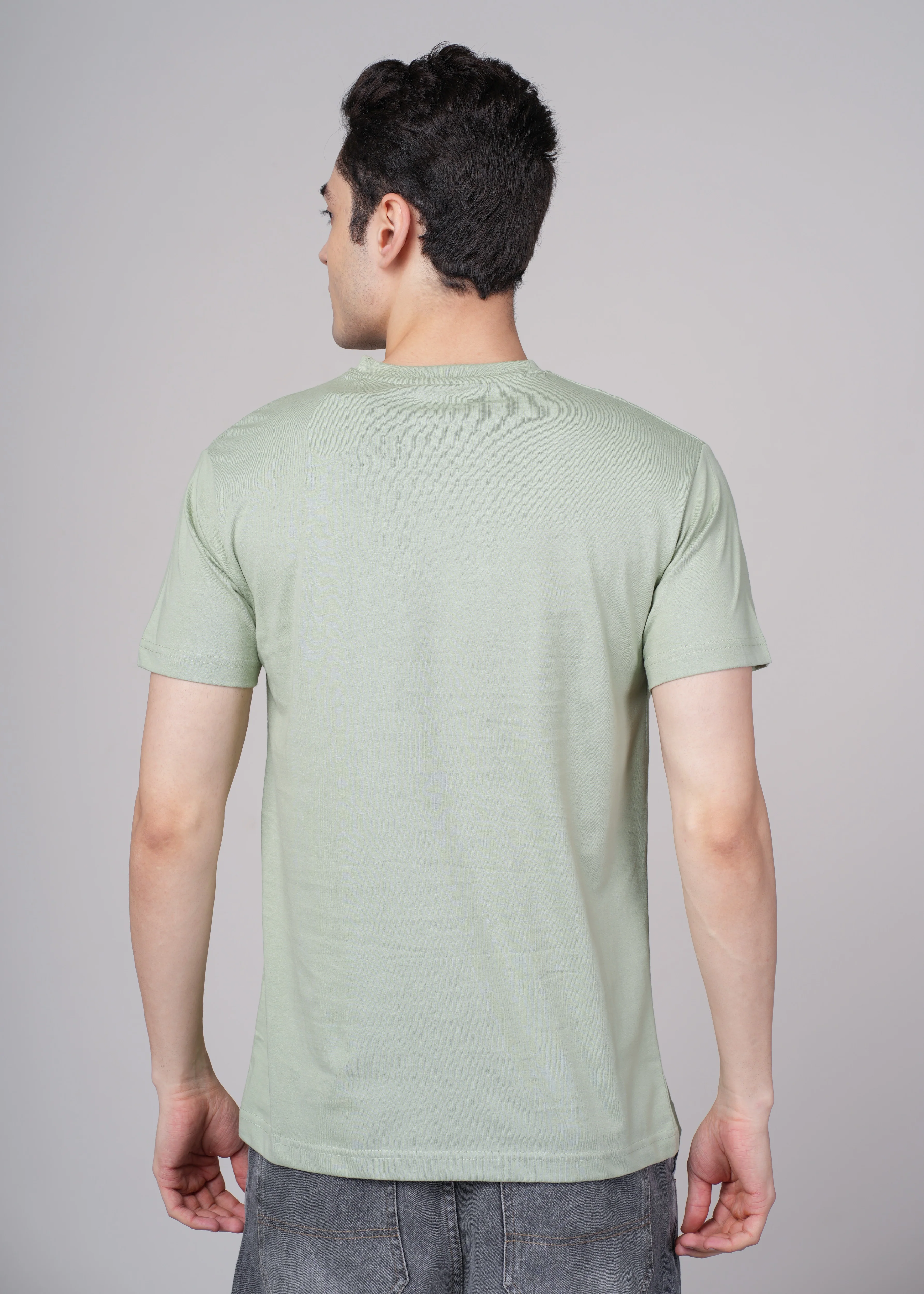 Men Teal Cotton Regular T-Shirt - Image 6