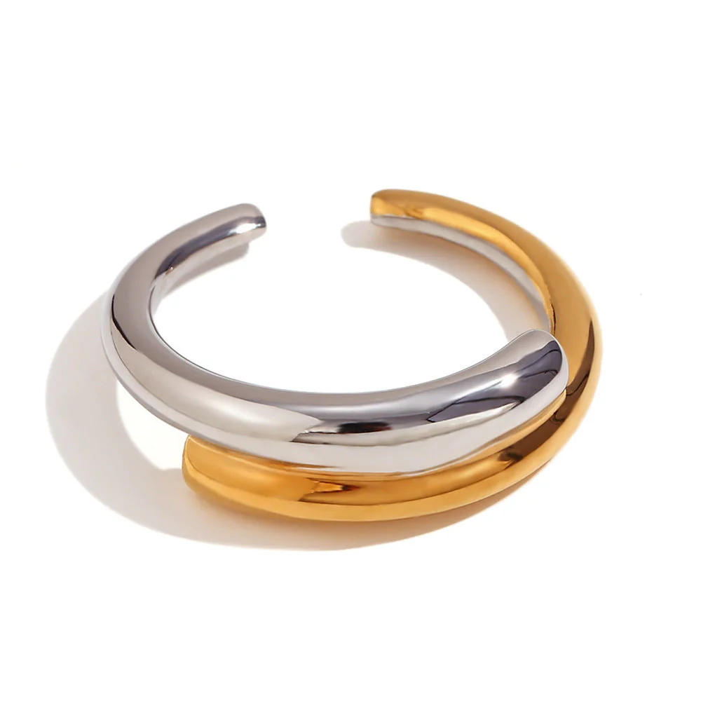 Dual Tone C Shape Imposed Multicolour Ring