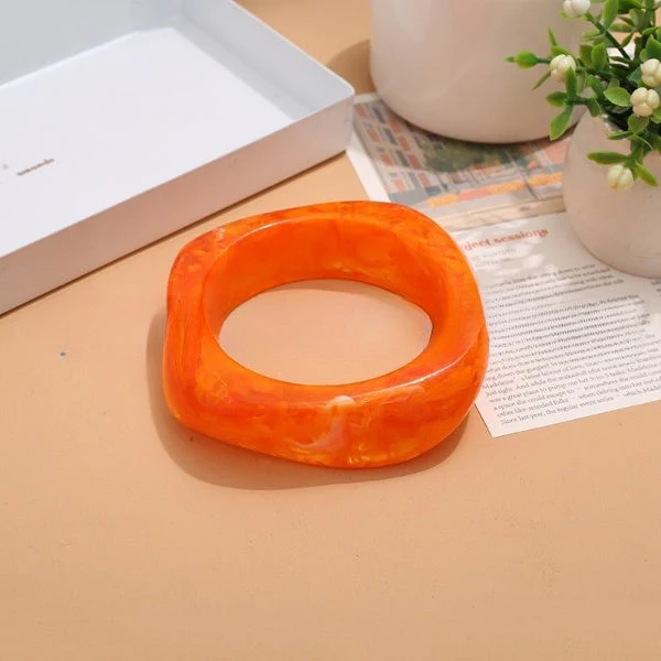 European And American Style Fashion Macaron Color Gradient Resin Bracelet Personality Retro Geometric Round Bracelet