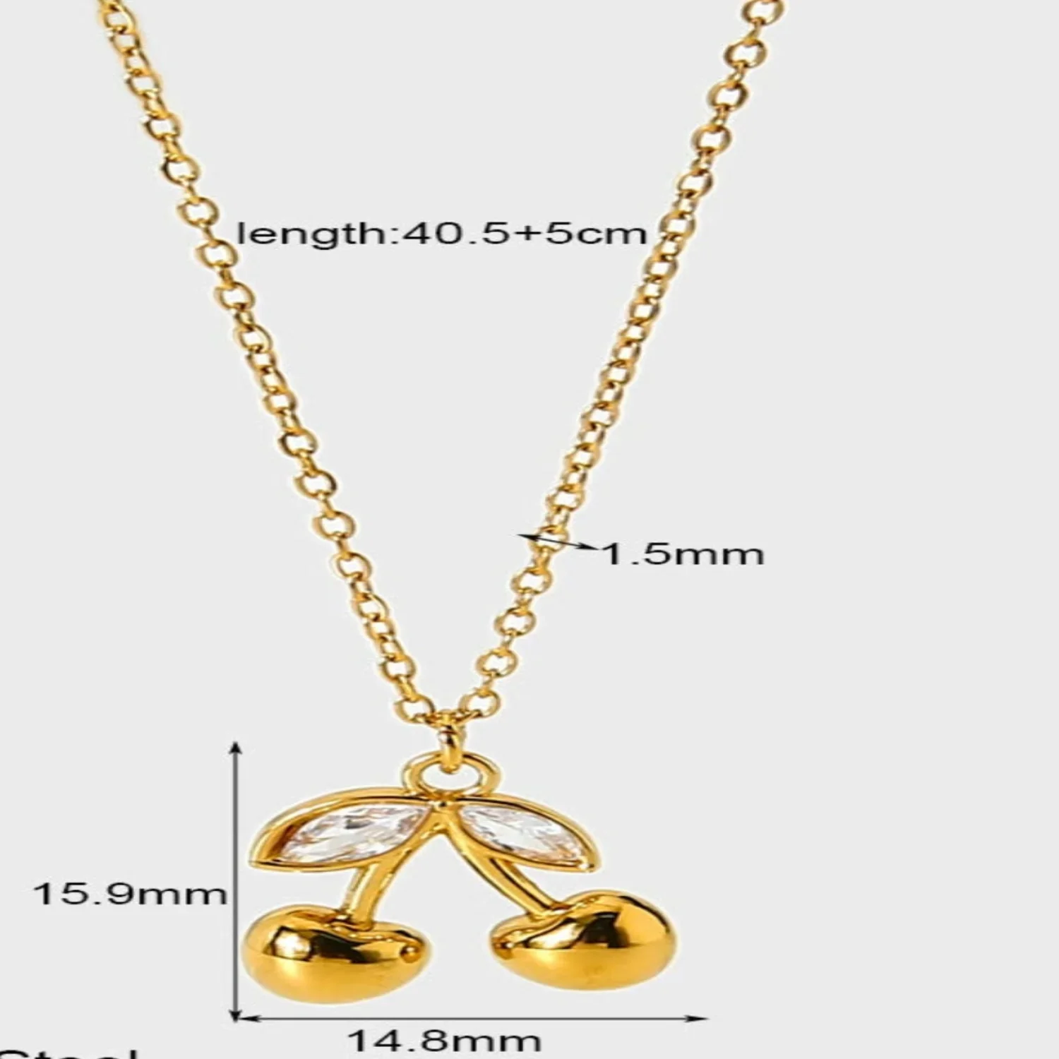 Golden Cherry Gemstone Pendant Necklace