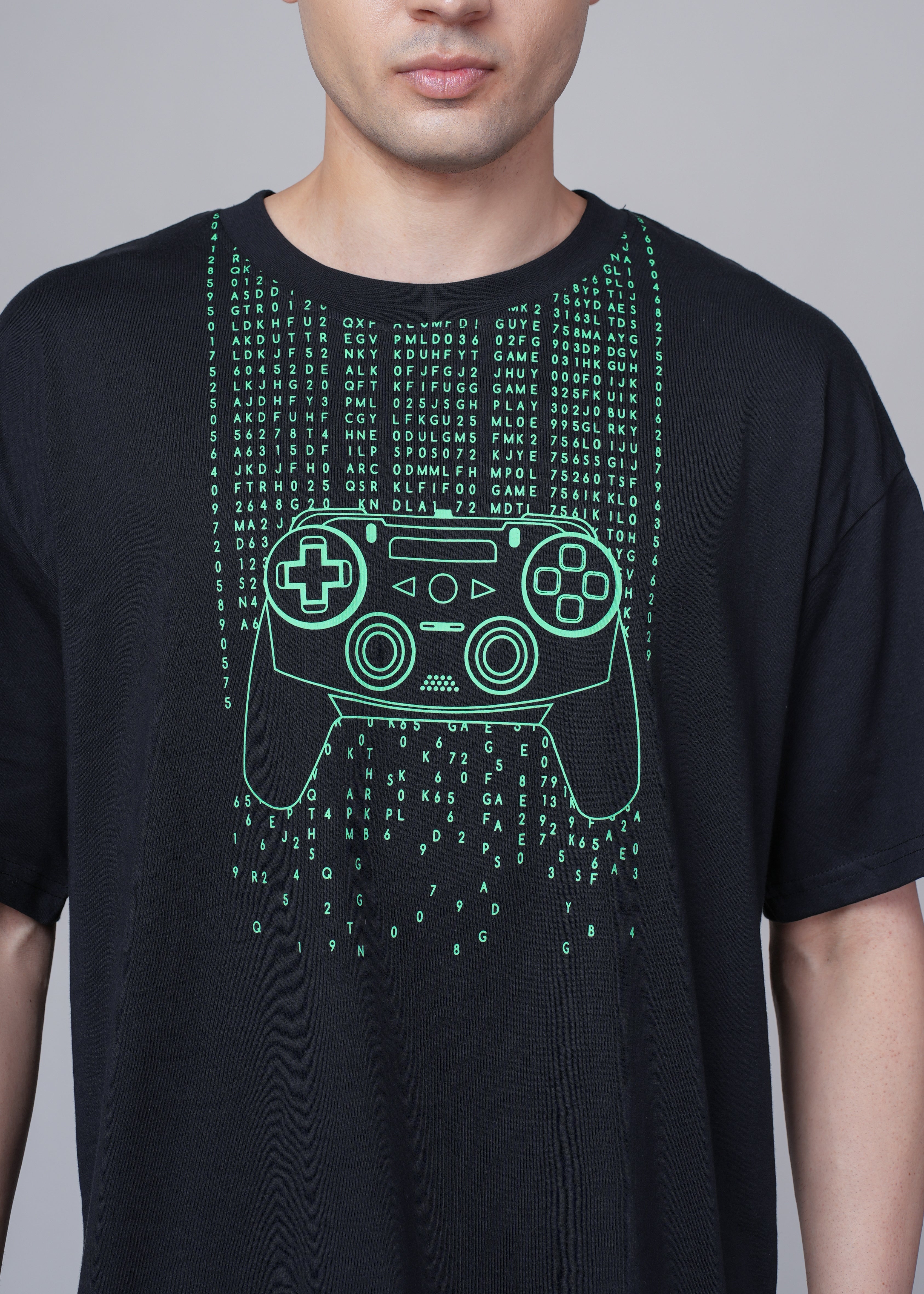 Men Black Graphic Cotton Oversized T-Shirt - Image 5
