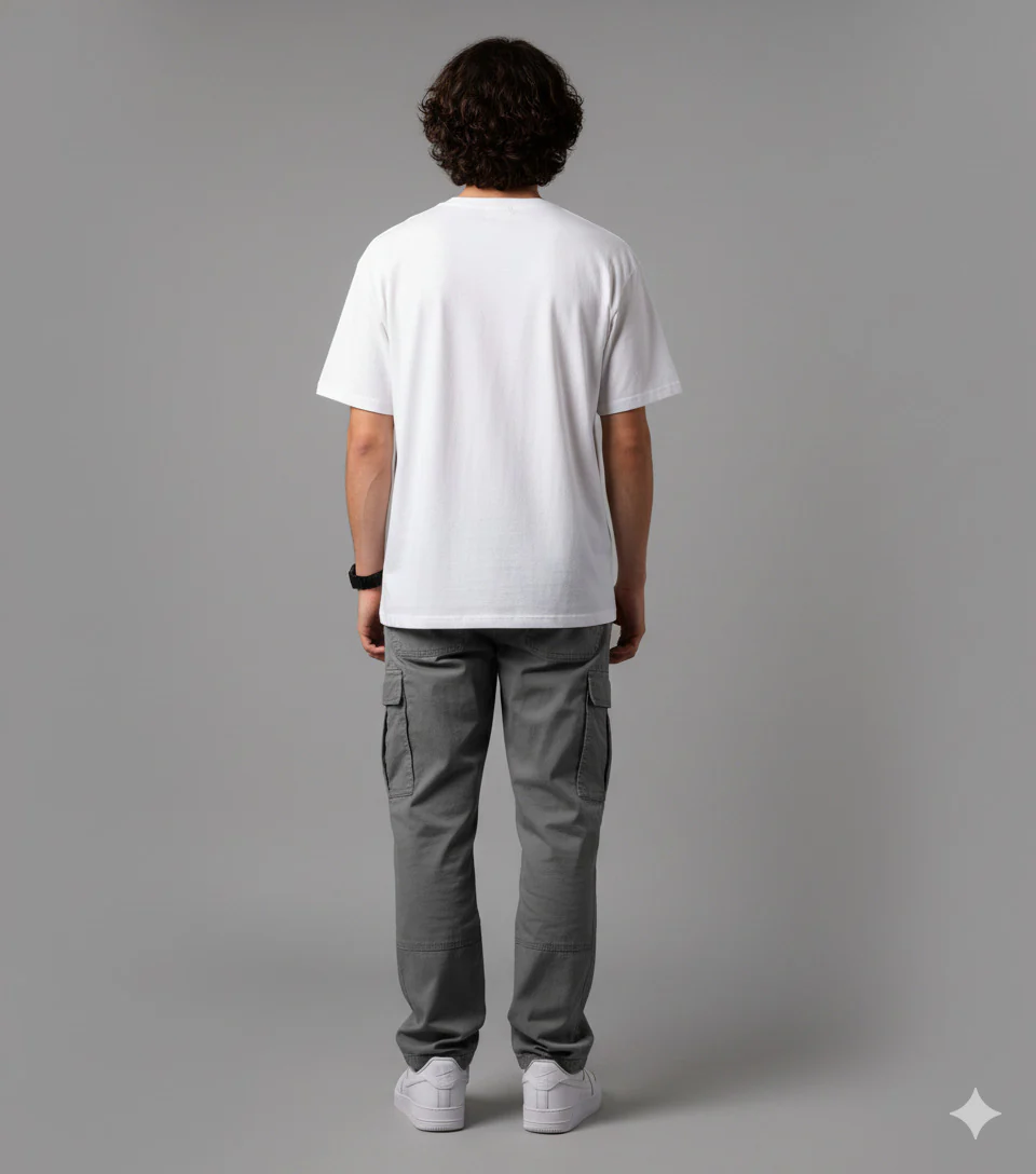 Men White Graphic Cotton Oversized T-Shirt - Image 2