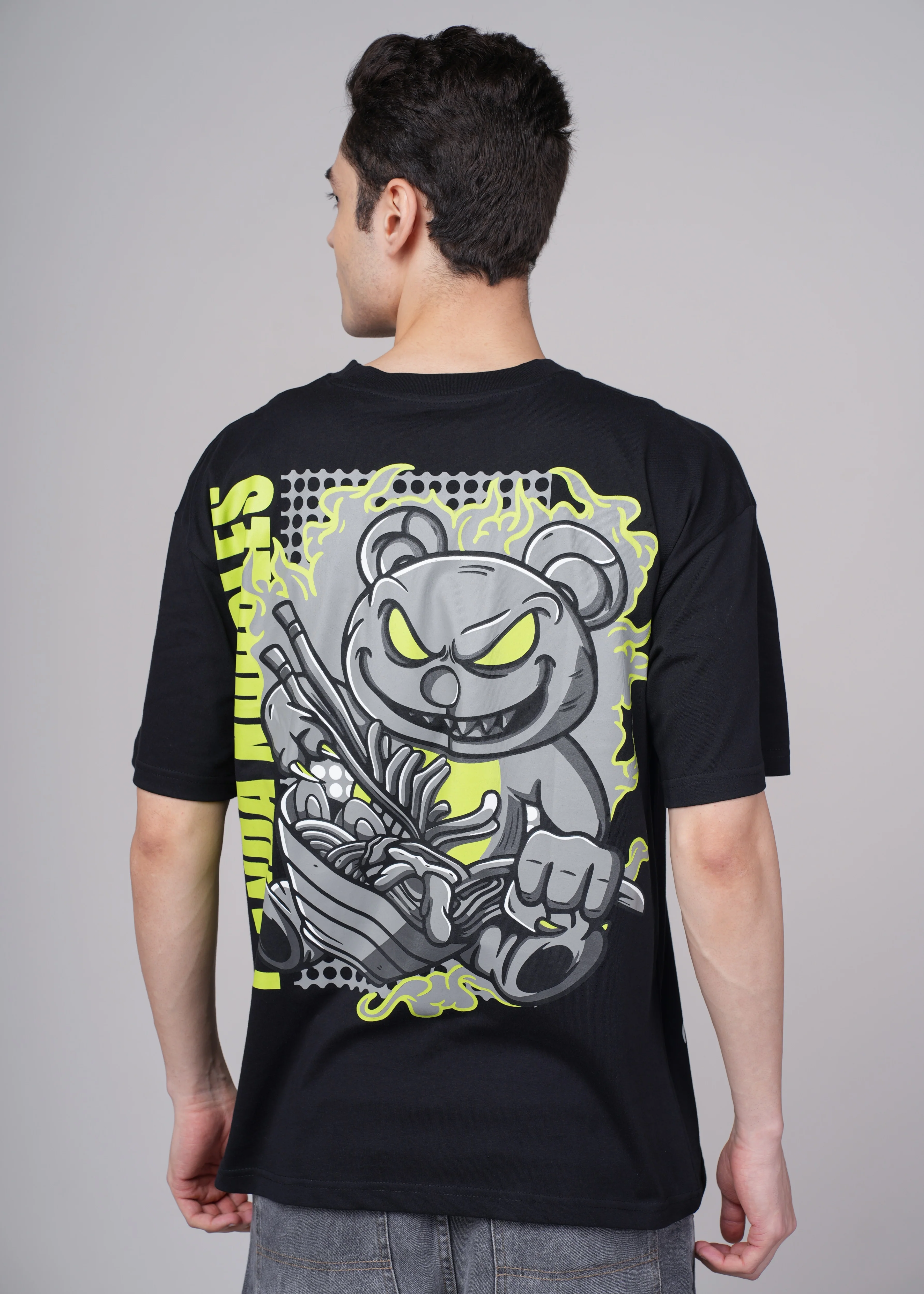 Men Black Graphic Cotton Oversized T-Shirt