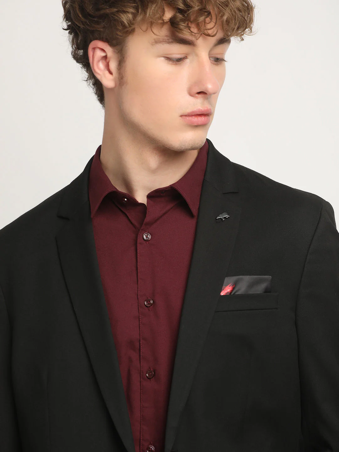 Men Alger Black Solid Tailored Fit Single-Breasted Formal Blazer