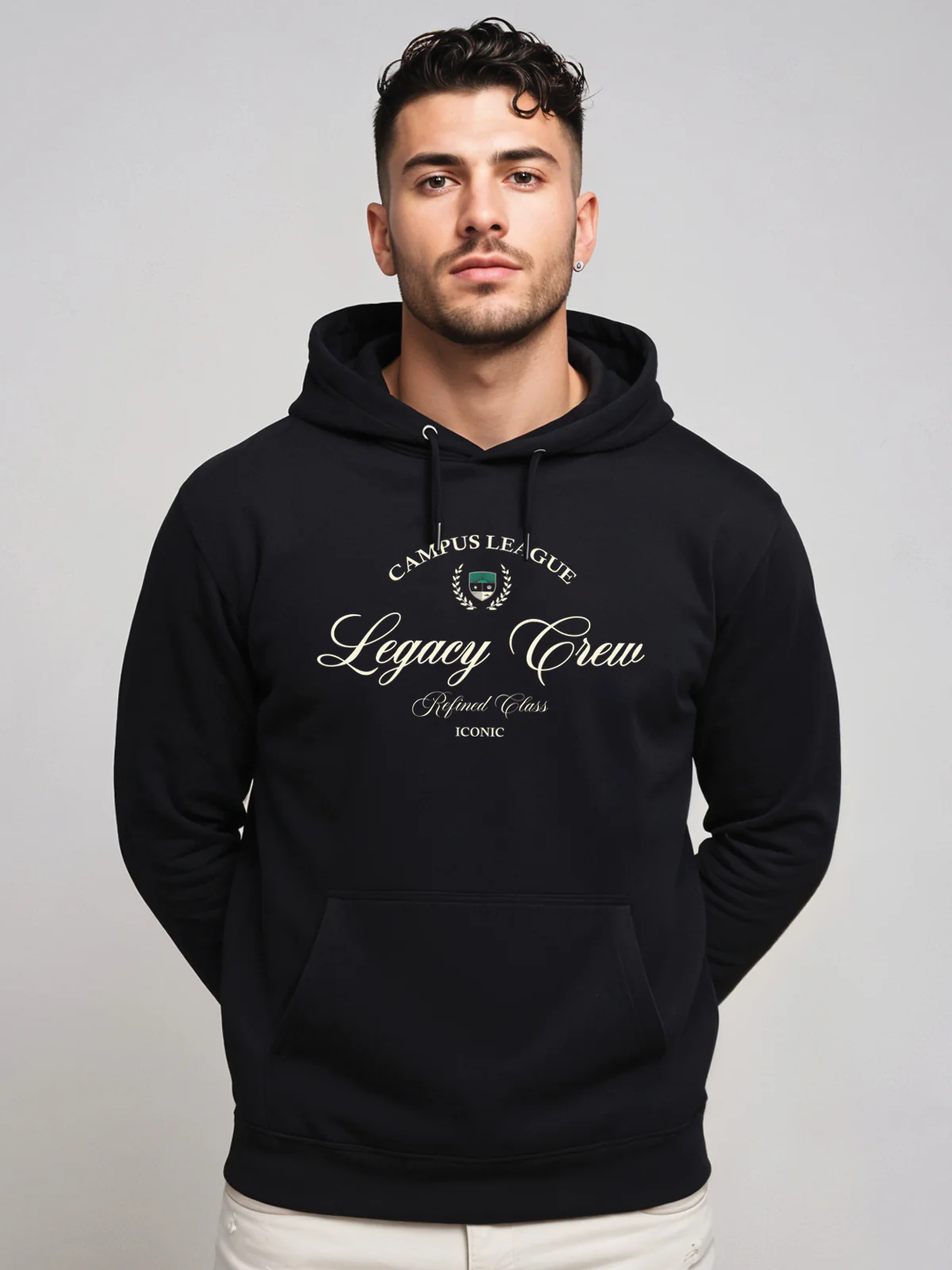 Men Black Legacy Crew Hoodie