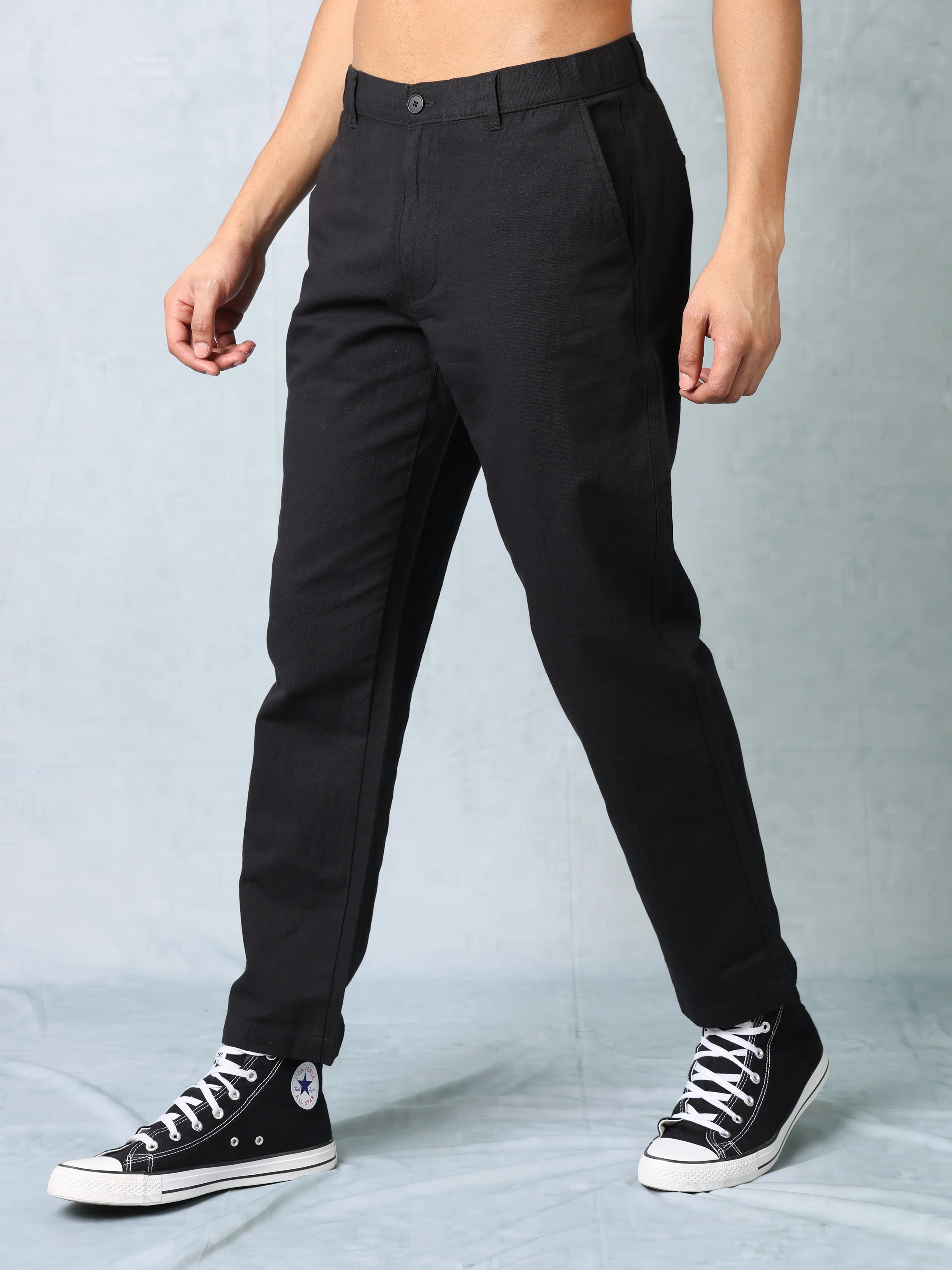 Men Black Comfort Fit Pants