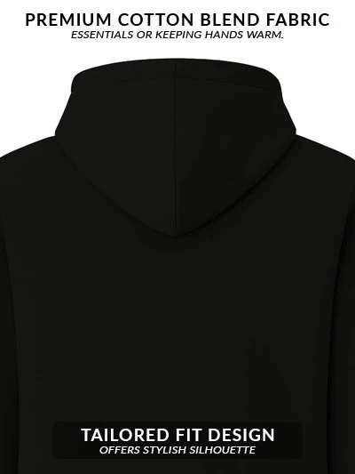Men Black Cotton Fleece Hoodie - Image 4