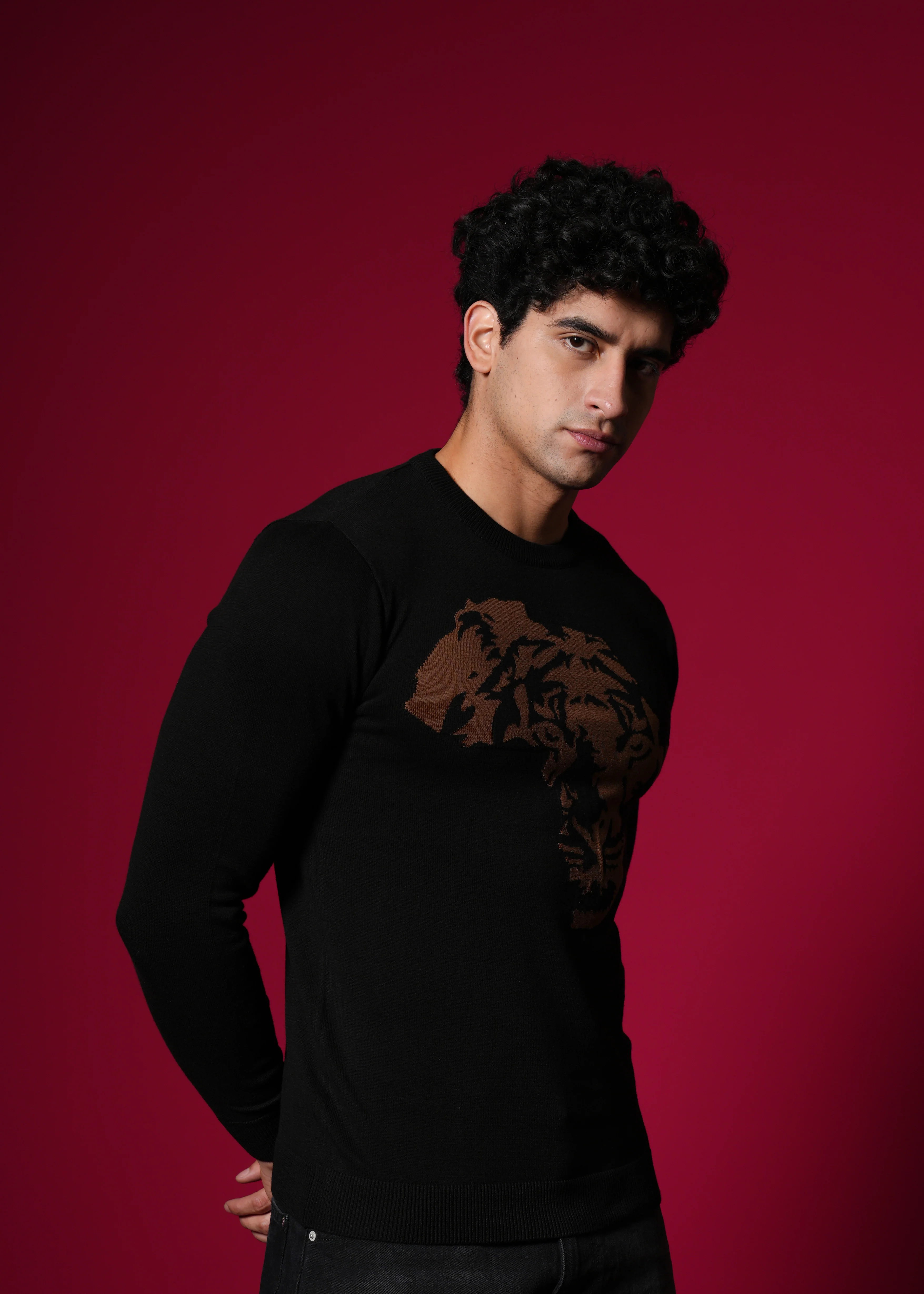 Men Black Cotton Sweatshirt - Image 2