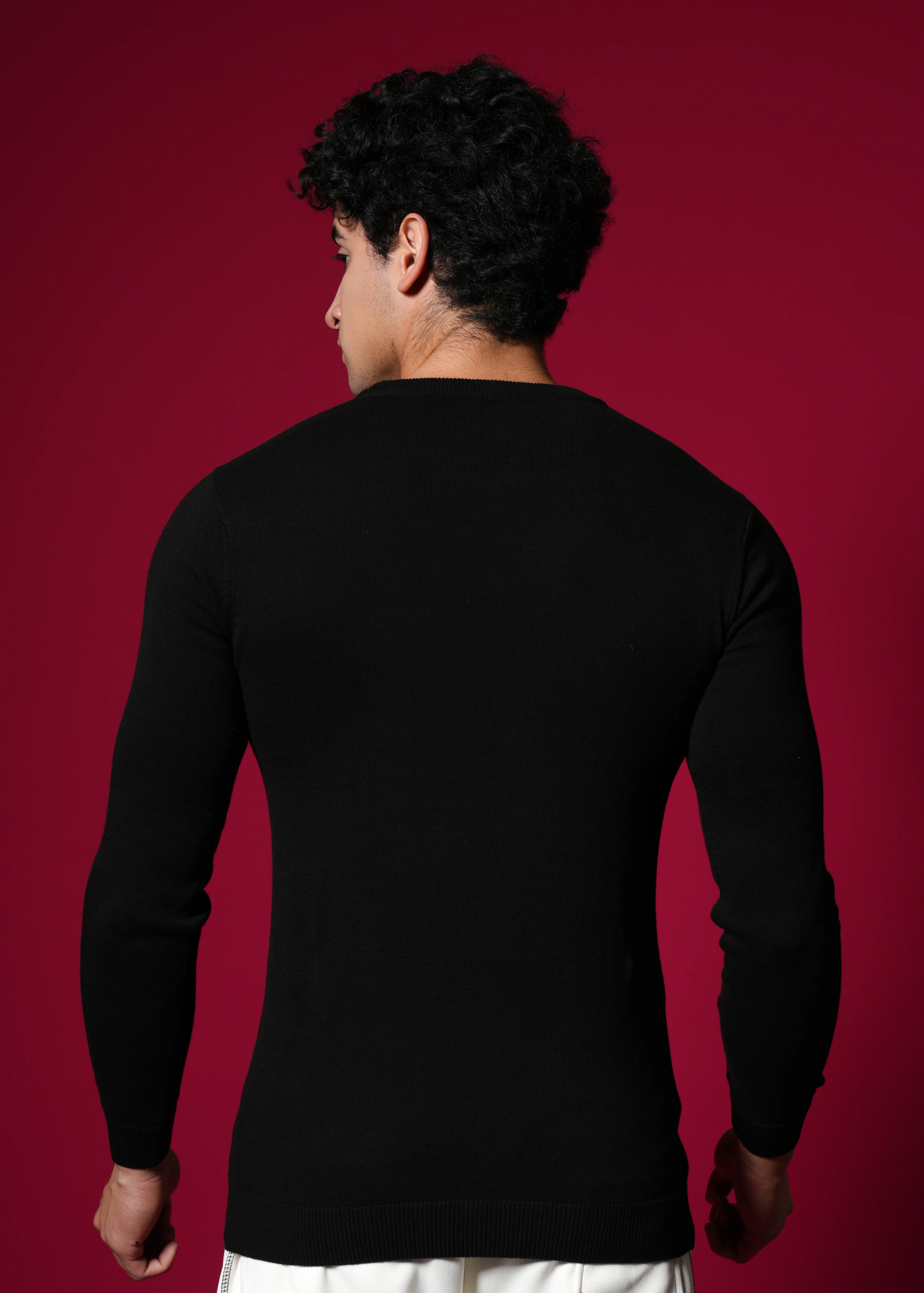 Men Black Cotton Sweatshirt - Image 2