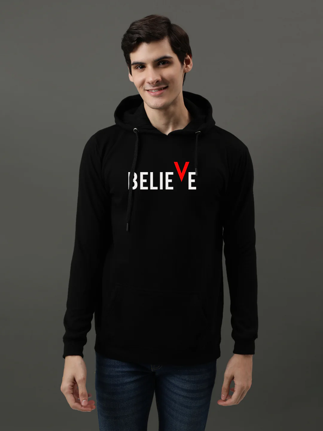Men Black Printed Hoodie