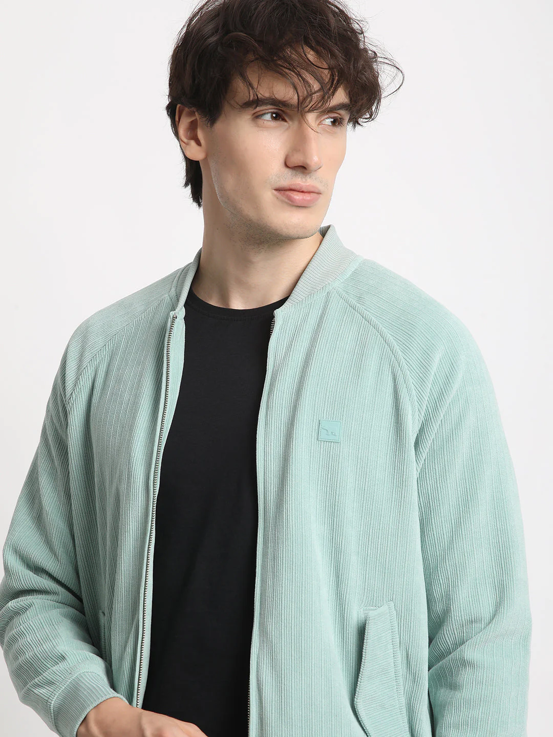 Men  Blue Lightweight Bomber Jacket