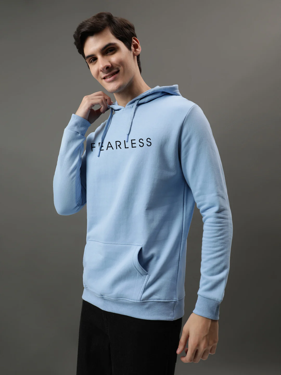 Men Blue Printed Hoodie