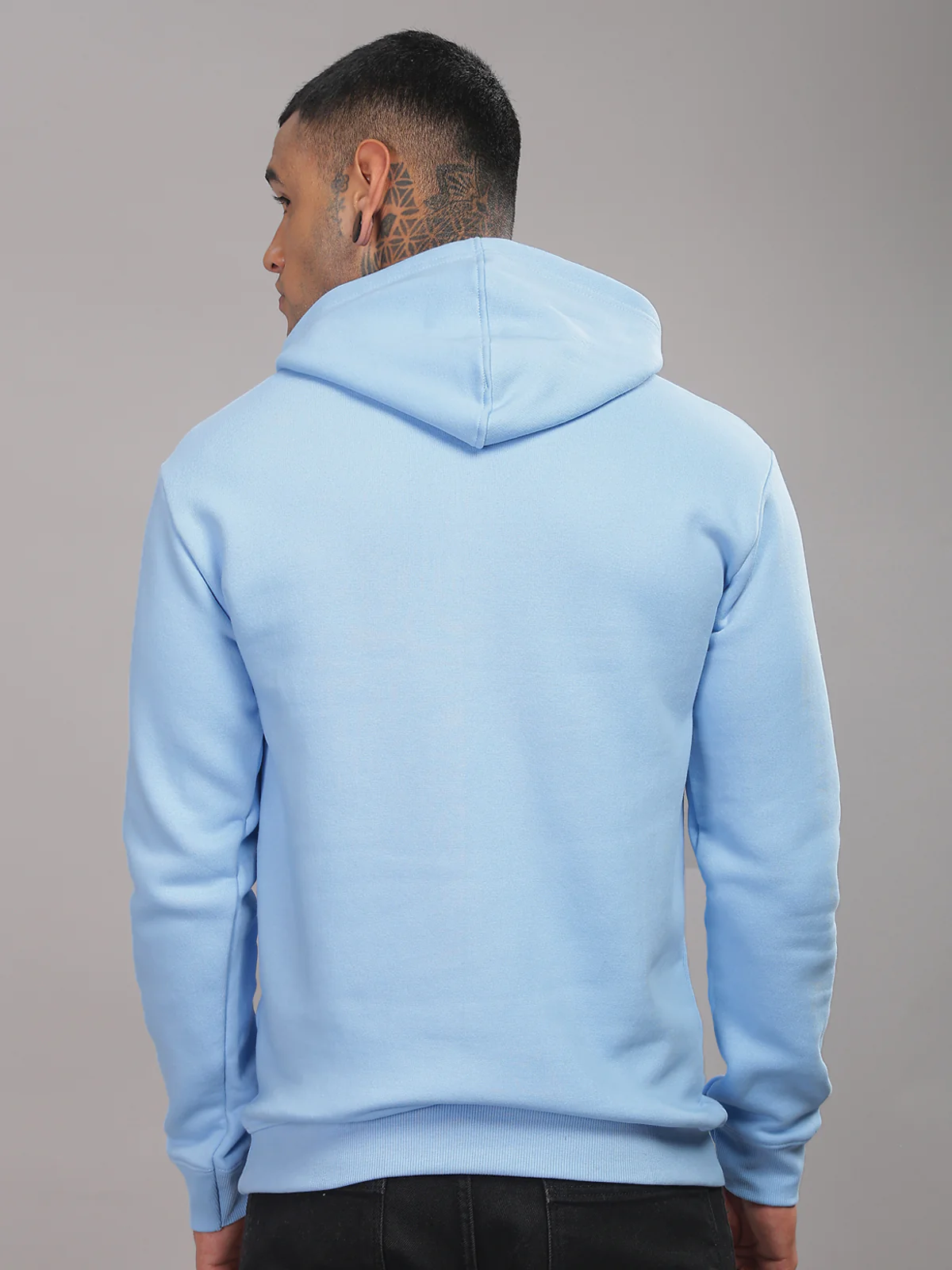 Men Blue Printed Hoodie - Image 2