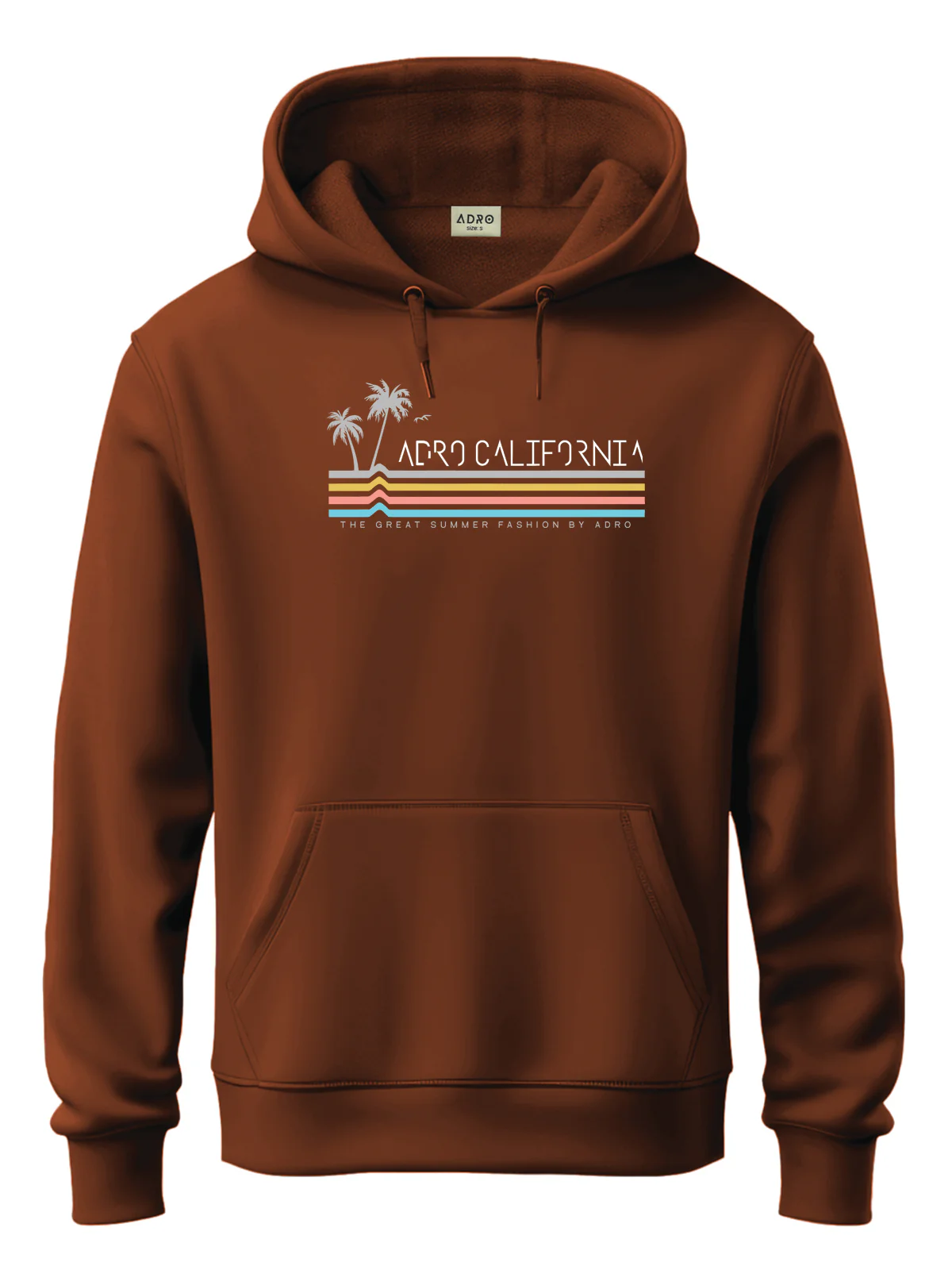 Men Brown Cotton Fleece Hoodie