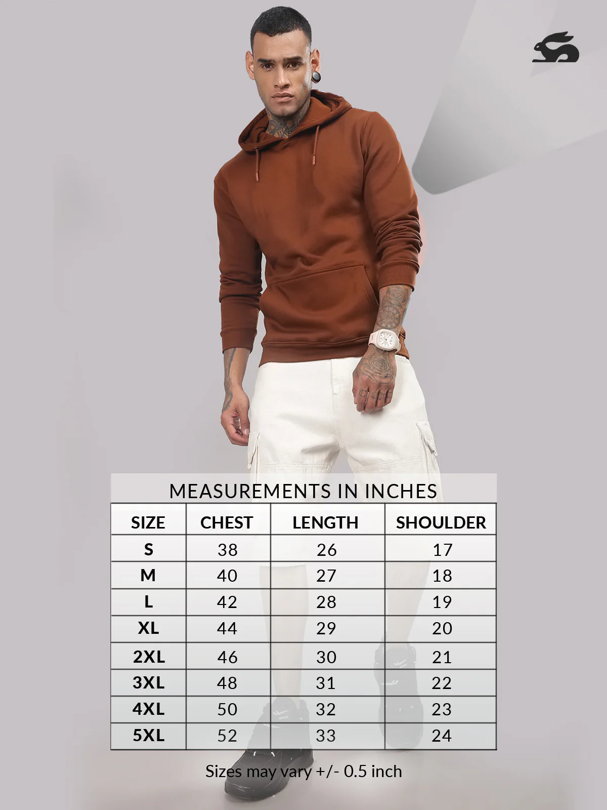Men Brown Cotton Fleece Printed Hoodie - Image 6