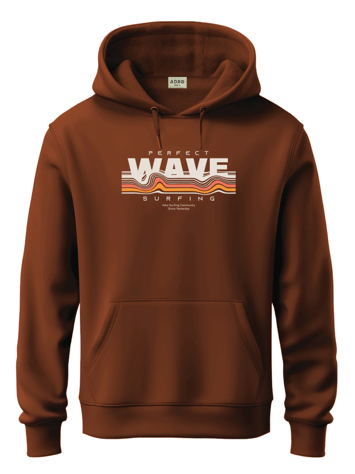 Men Brown Cotton Fleece Printed Hoodie