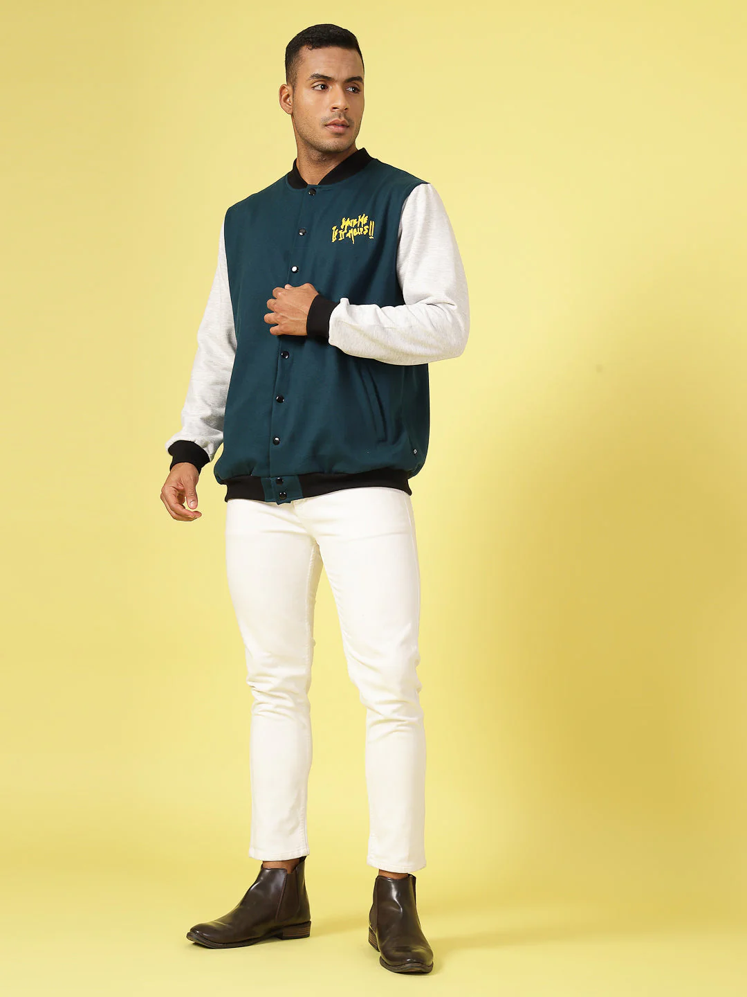 Men Classic Fit Cotton Fabric Fleece Jacket