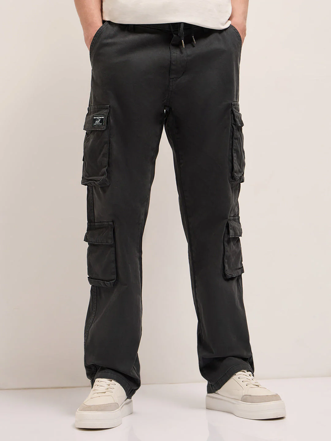 Men Classic Fit Grey Cargo Pants