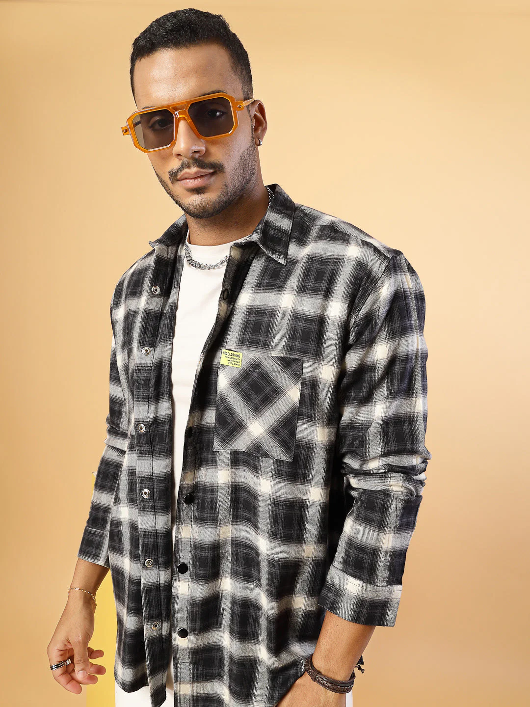 Men Cotton Fabric Flannel Oversized Shacket