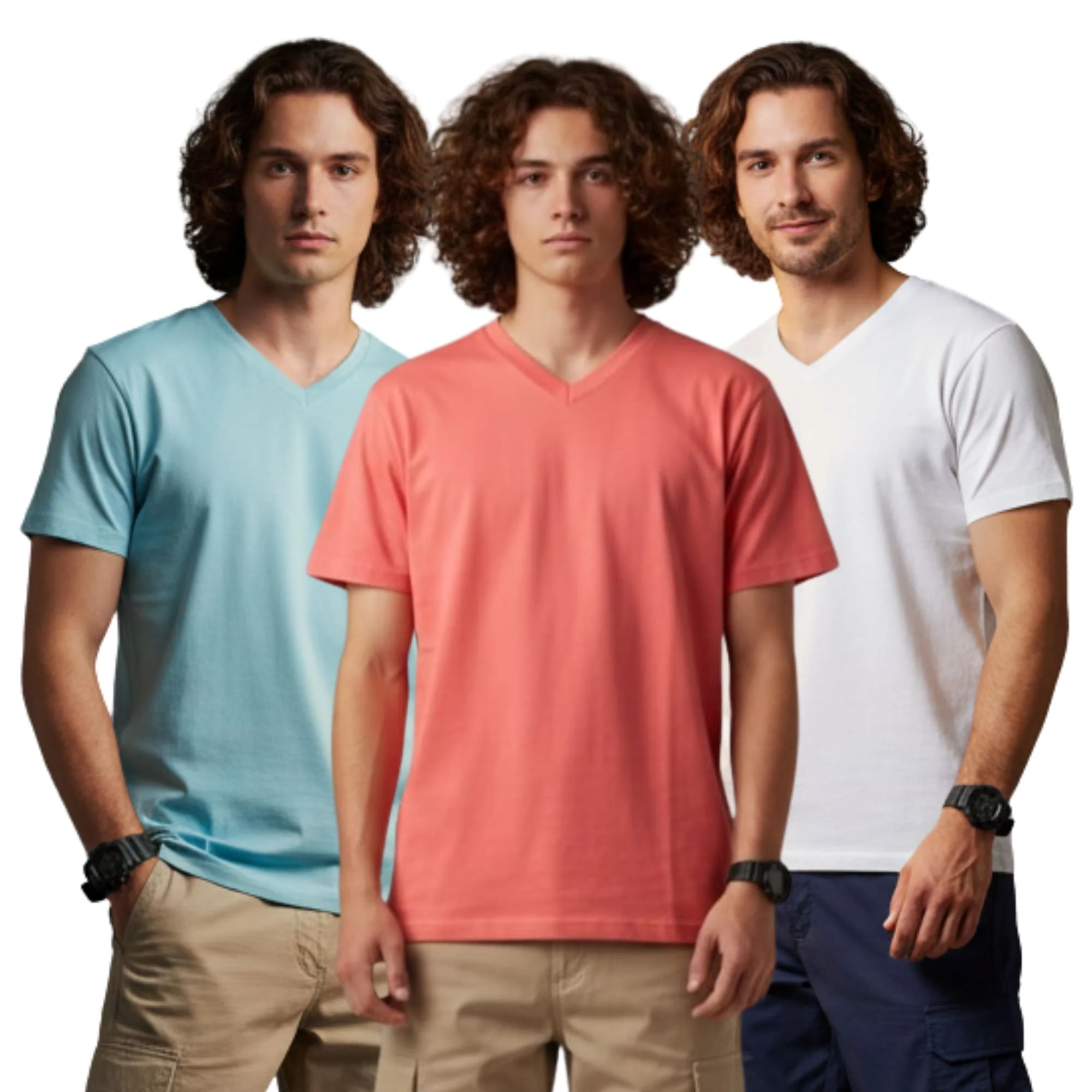Men Cotton V-Neck T-Shirt Pack of 3
