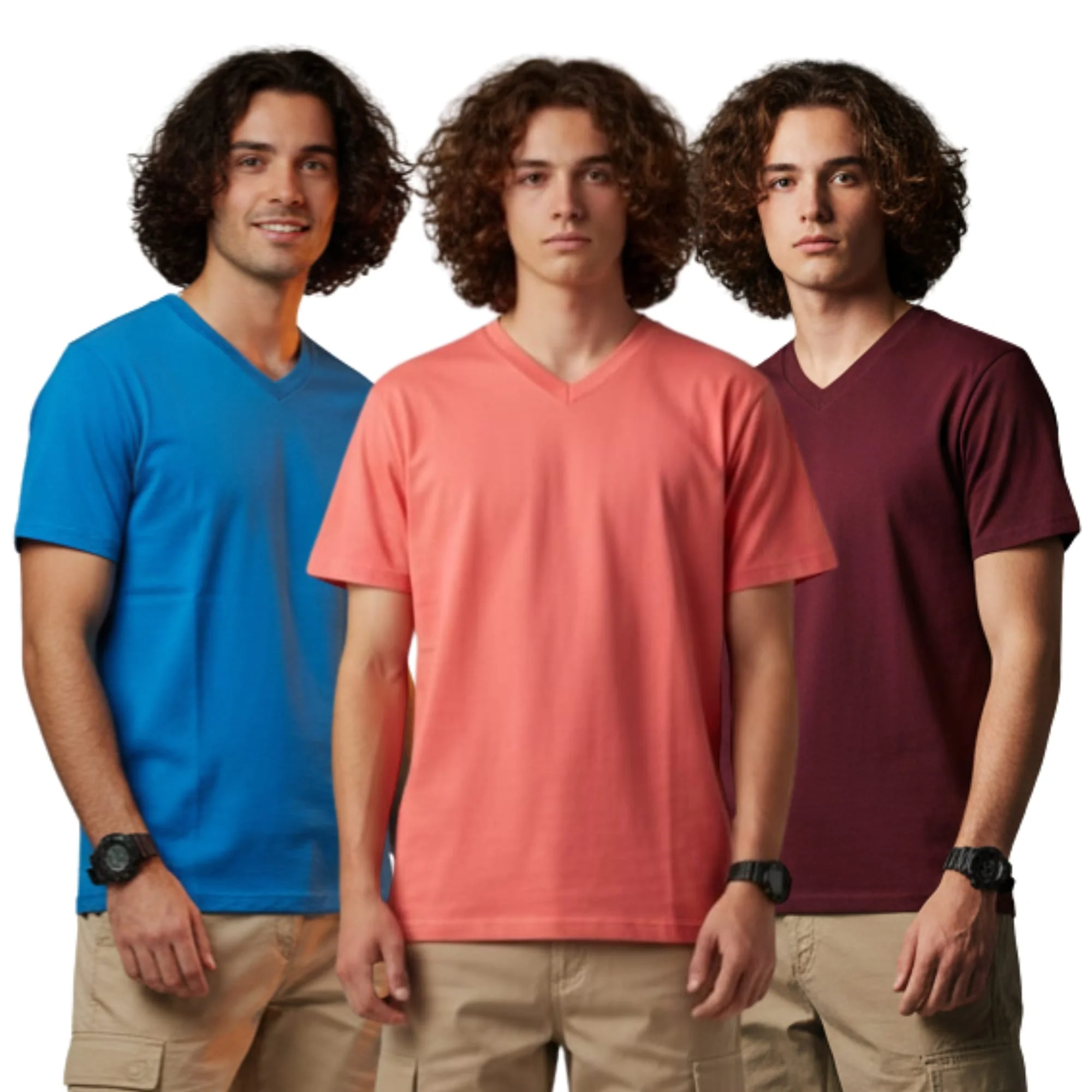 Men Cotton V-Neck T-Shirt Pack of 3