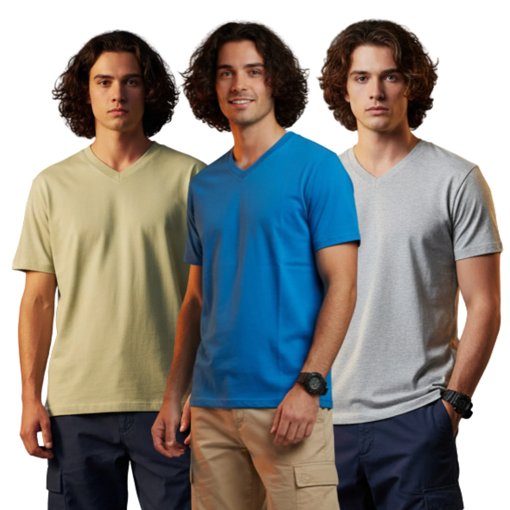 Men Cotton V-Neck T-Shirt Pack of 3