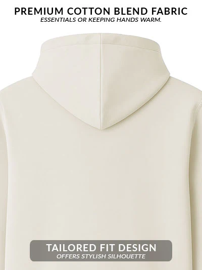 Men Cream Cotton Fleece Hoodie - Image 4