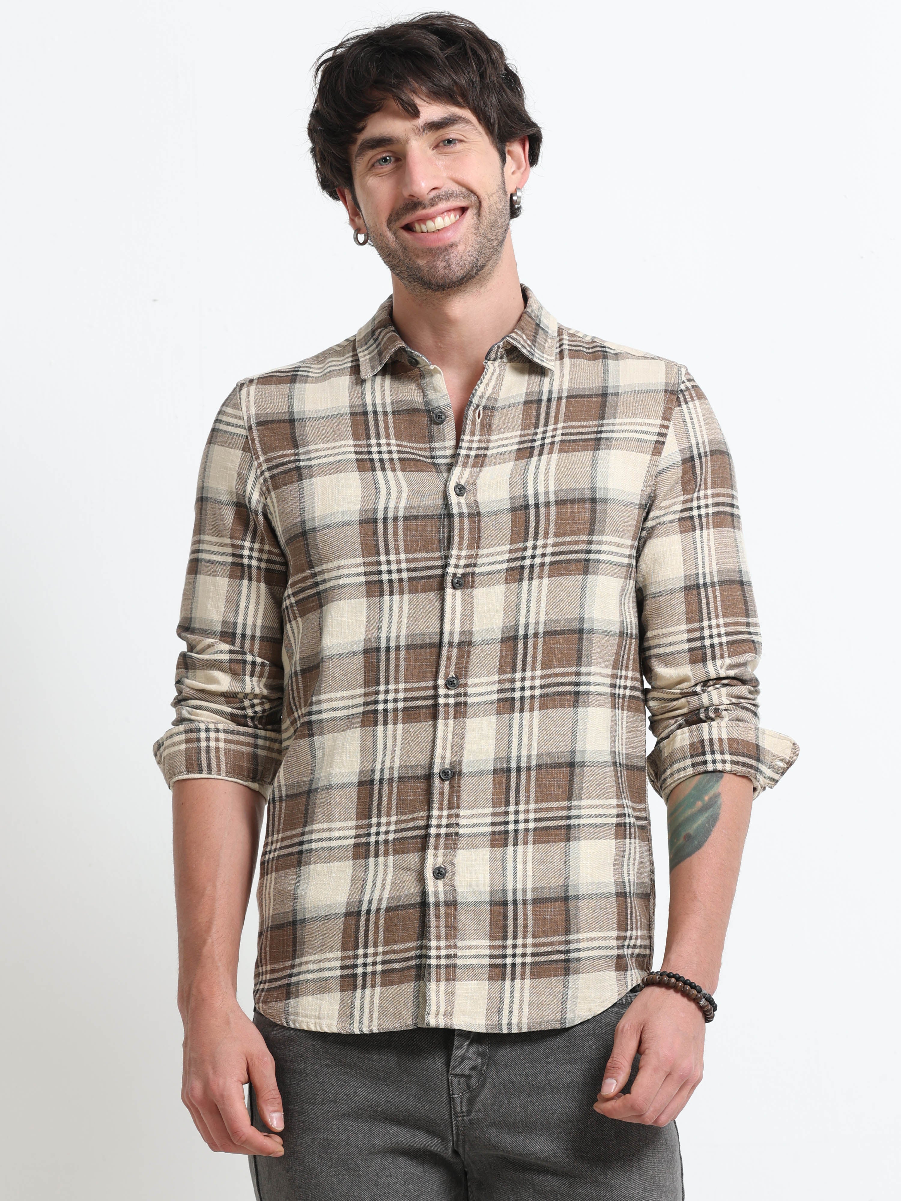 Men Cynthia Slub Check Shirt