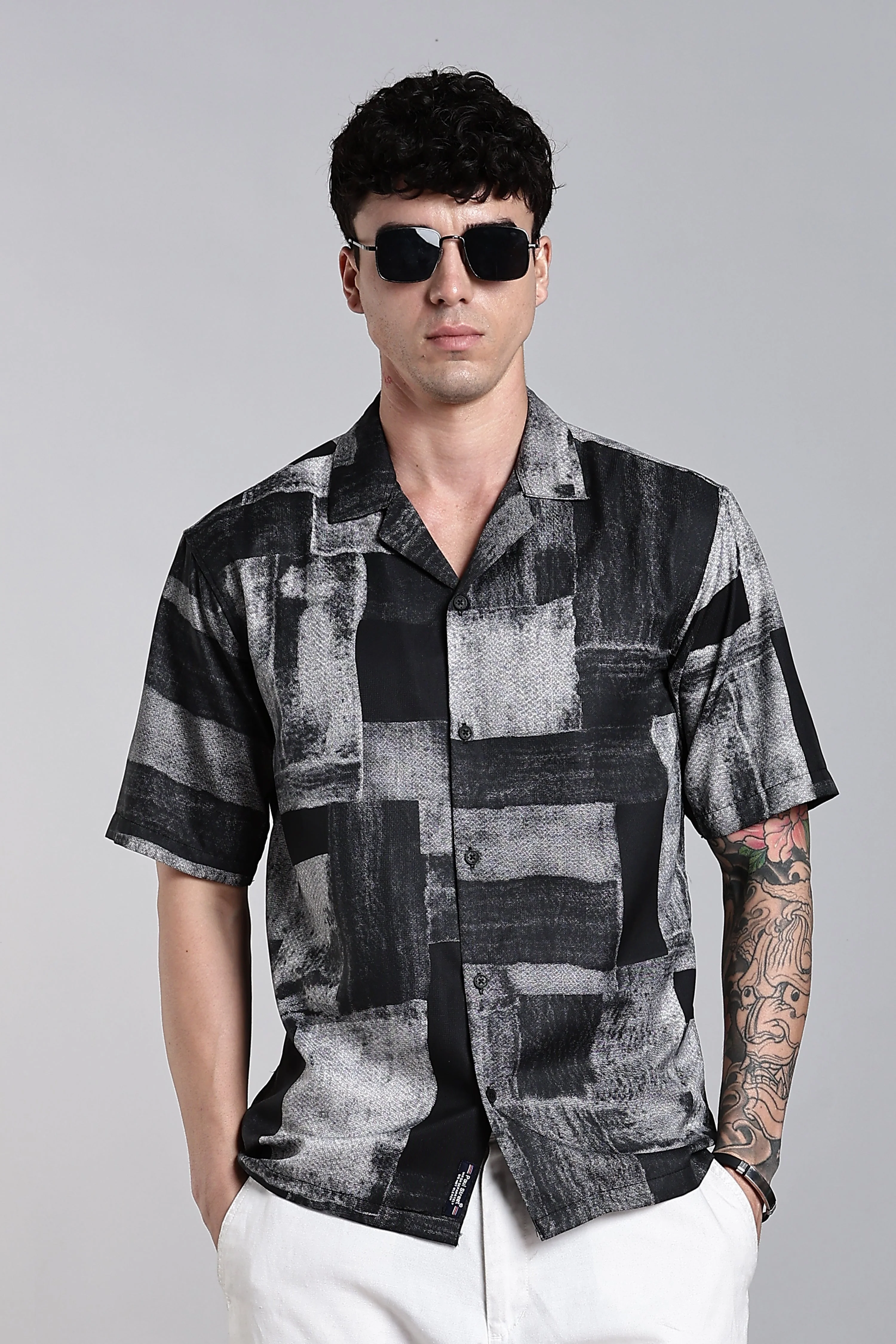 Men Fiero Black Abstract Shirt