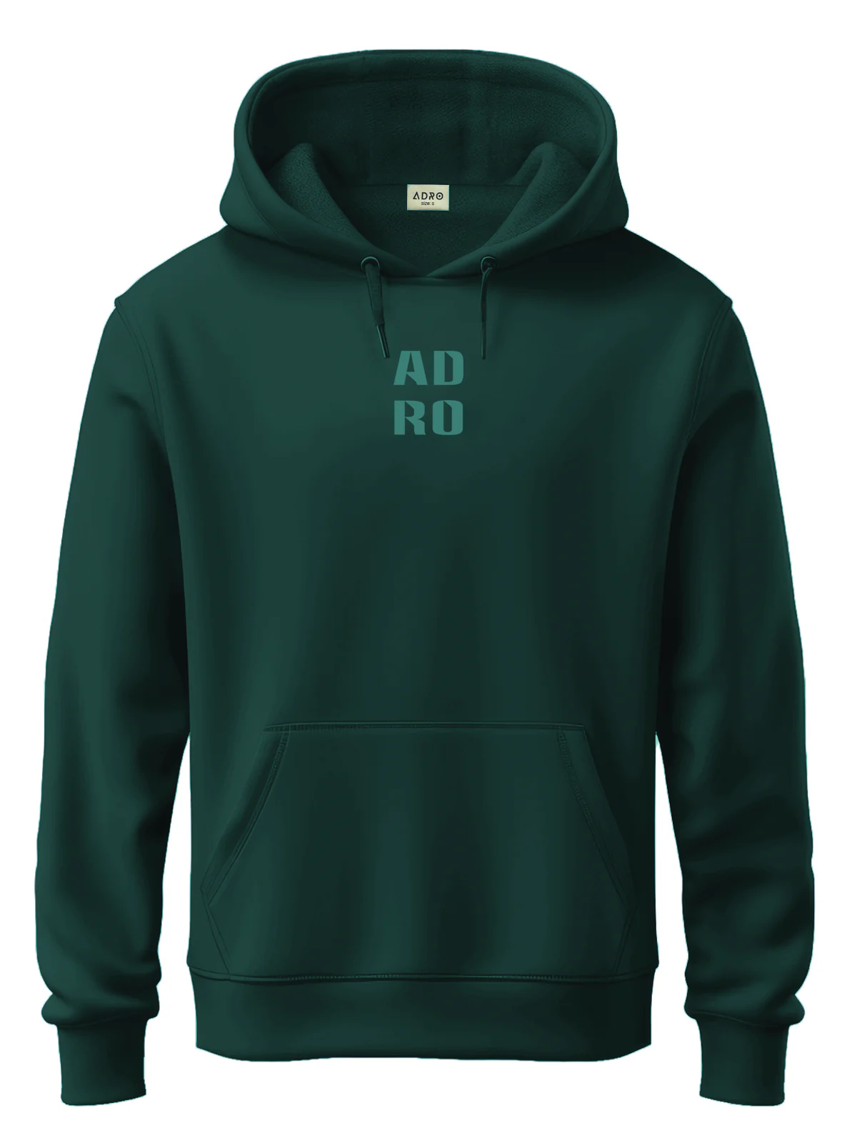 Men Green Cotton Fleece Hoodie