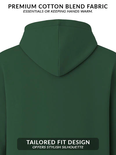 Men Green Cotton Fleece Printed Hoodie - Image 4