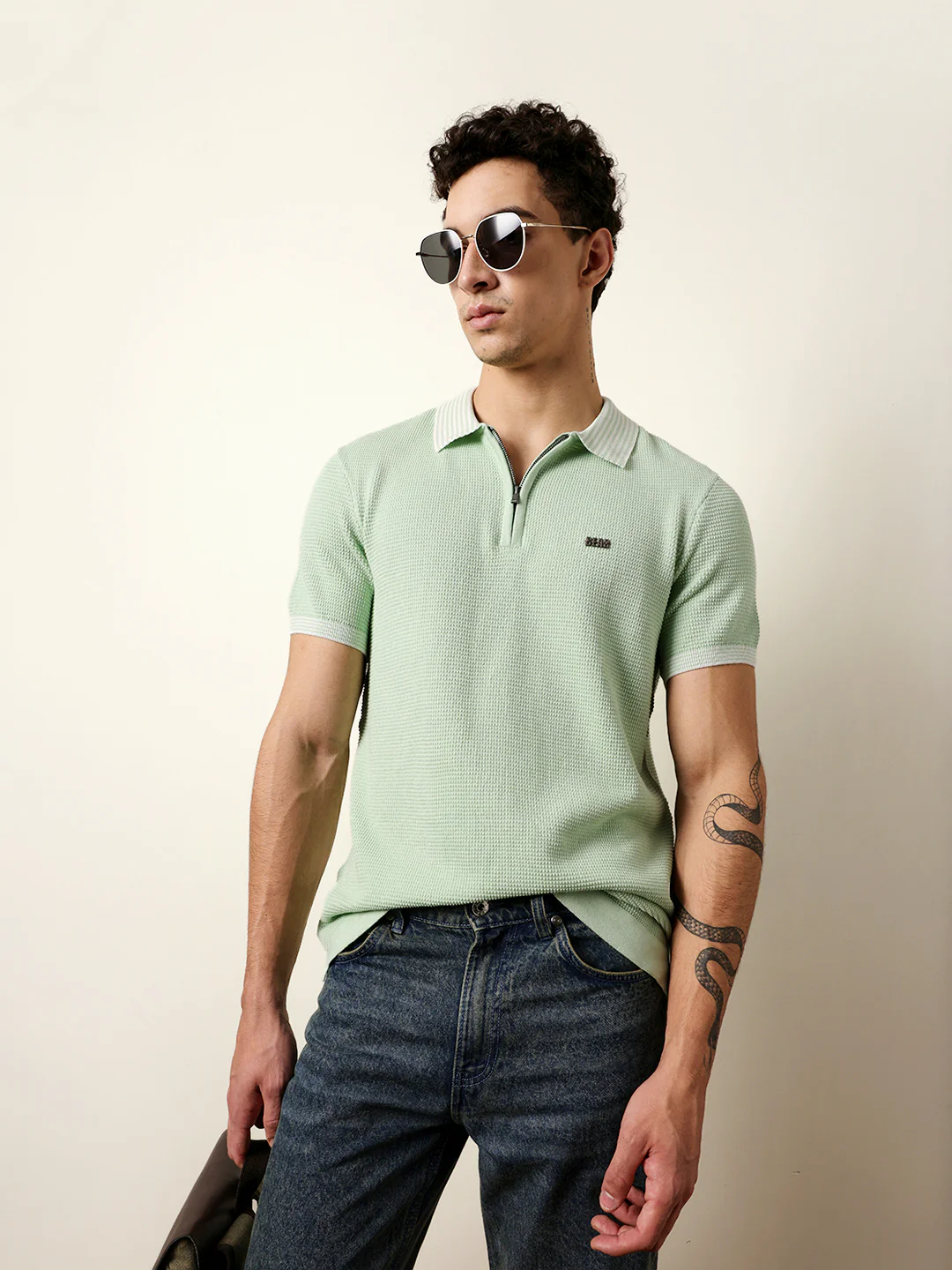 Men Green Half Sleeve Polo T-Shirt
