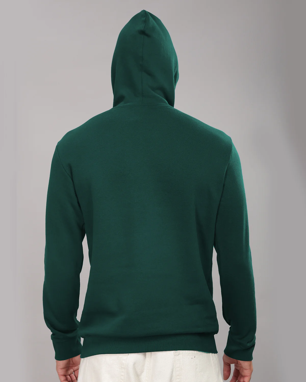 Men Green Printed Cotton Hoodie - Image 3