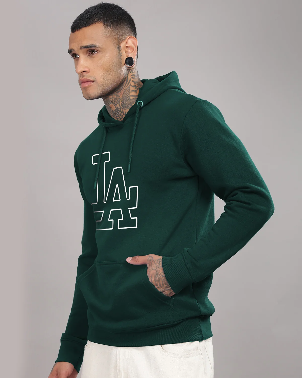 Men Green Printed Hoodie - Image 2