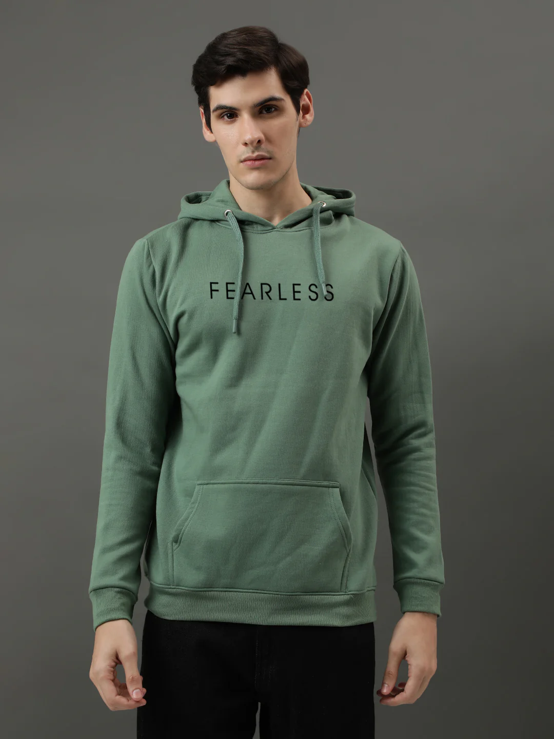 Men Green Printed Hoodie