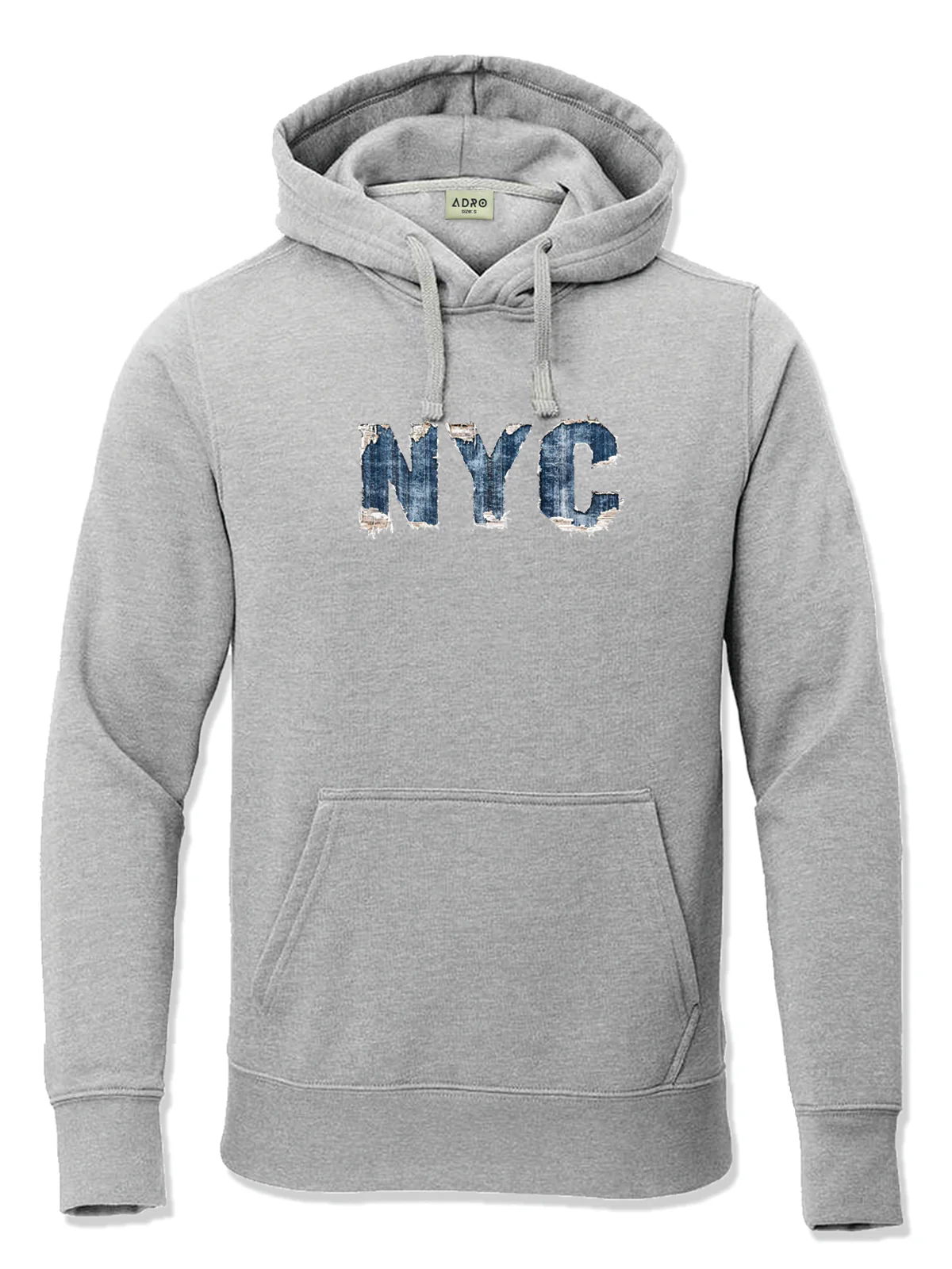 Men Grey Cotton Fleece Printed Hoodie