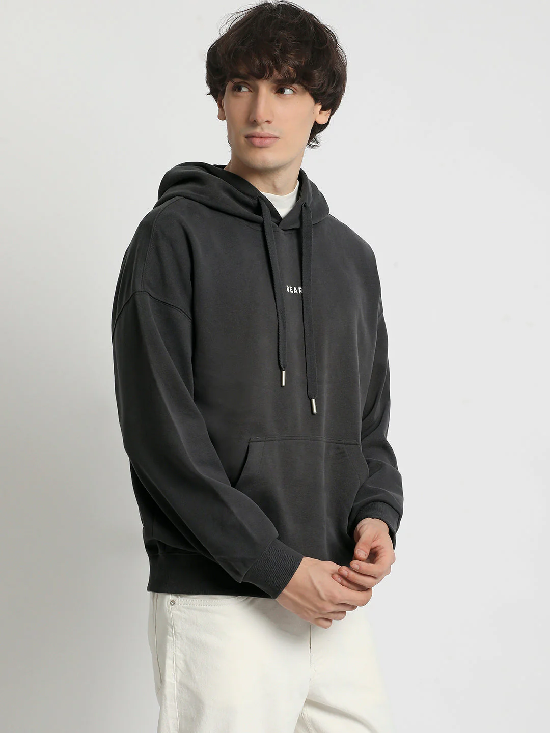 Men Grey Cotton Hoodie - Image 3