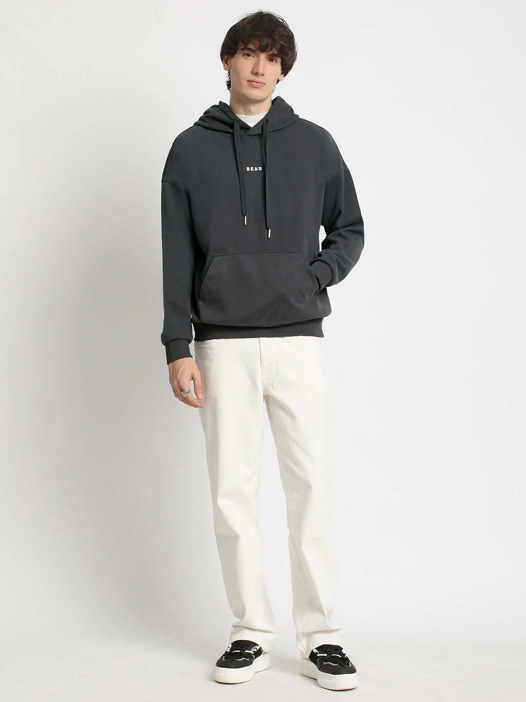 Men Grey Cotton Hoodie - Image 5