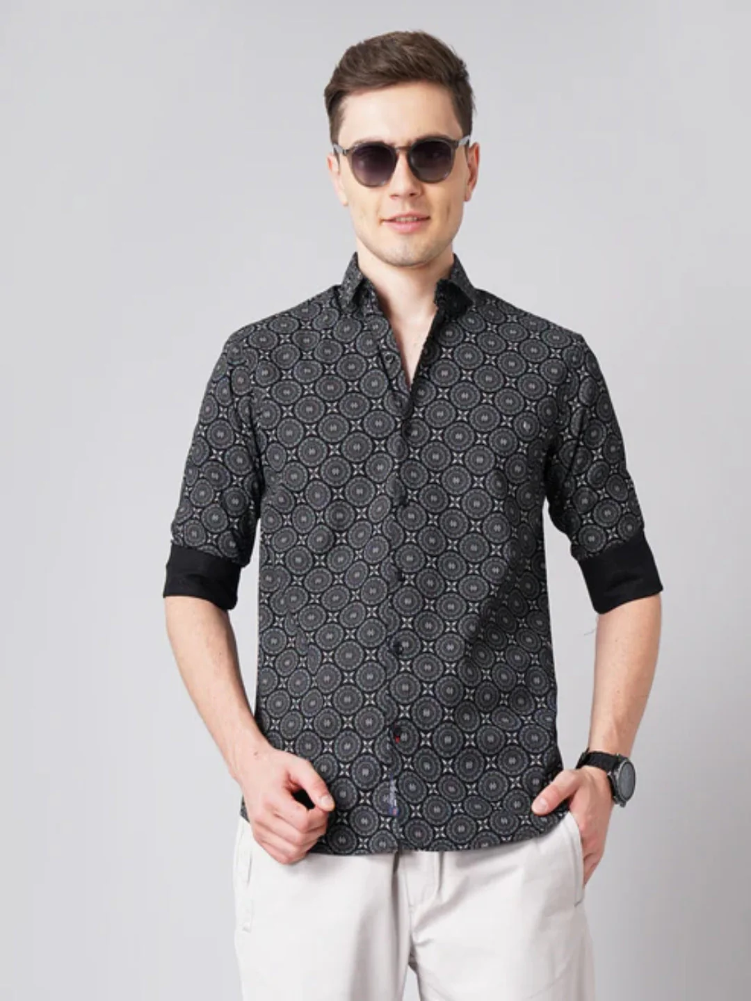 Men Mandala Black Printed Shirt