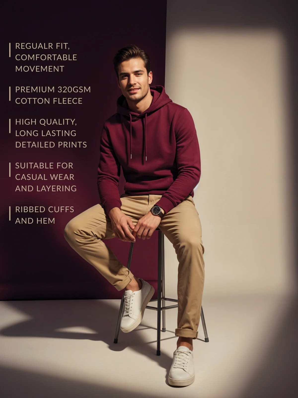 Men Maroon Printed Hoodie - Image 4