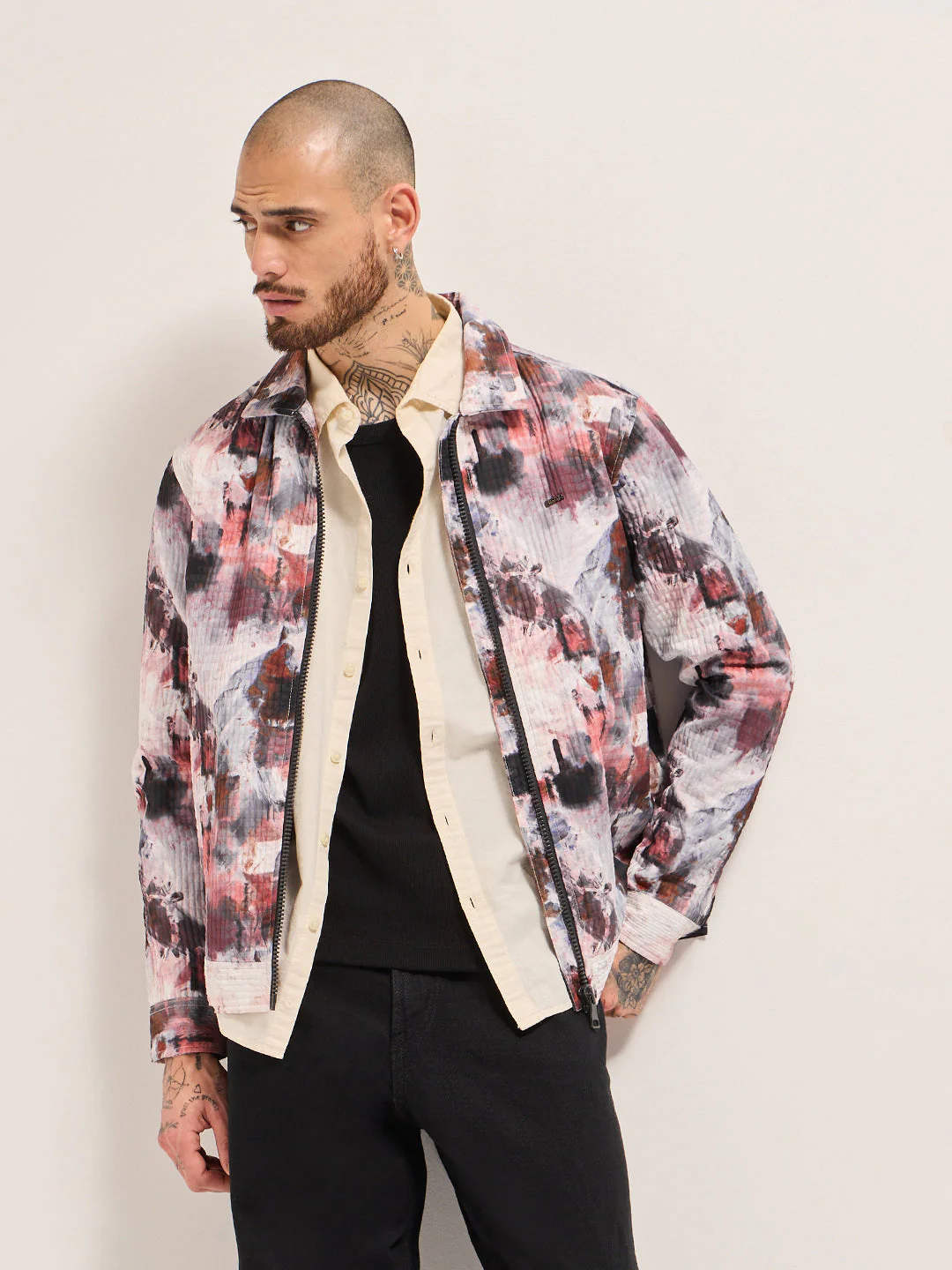 Men Multi-color Regular fit Abstract Print Jacket
