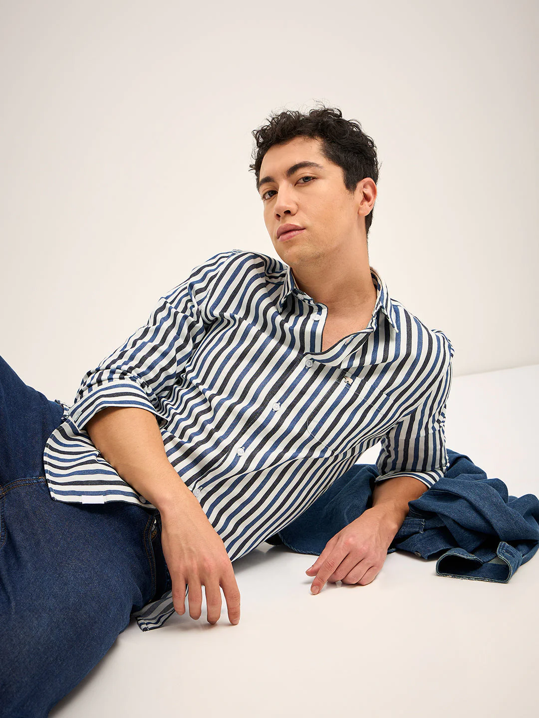 Men Multi-Color Stripe Slim Fit Casual Shirt