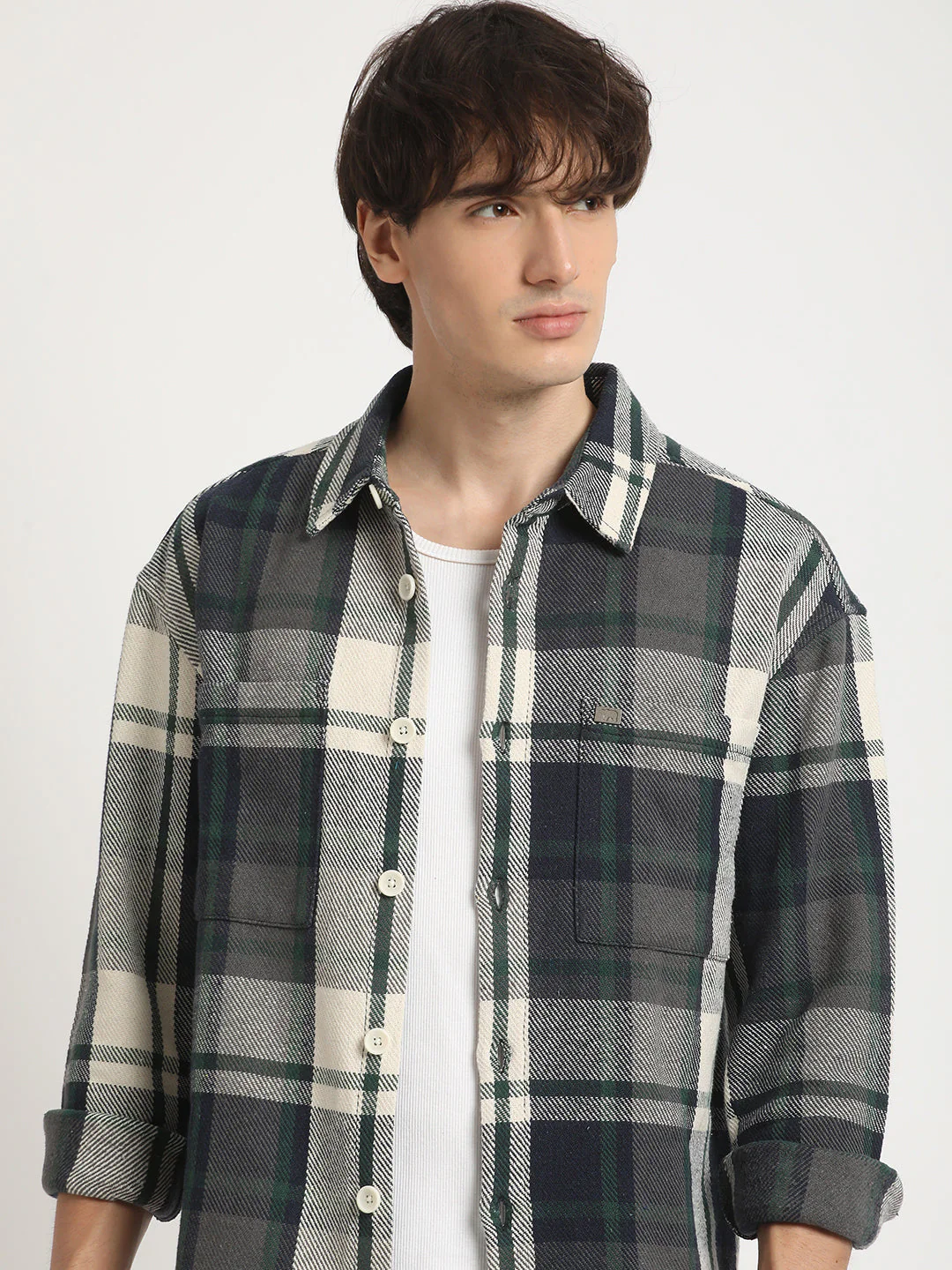 Men Multicolored Checked Regular Fit Overshirt