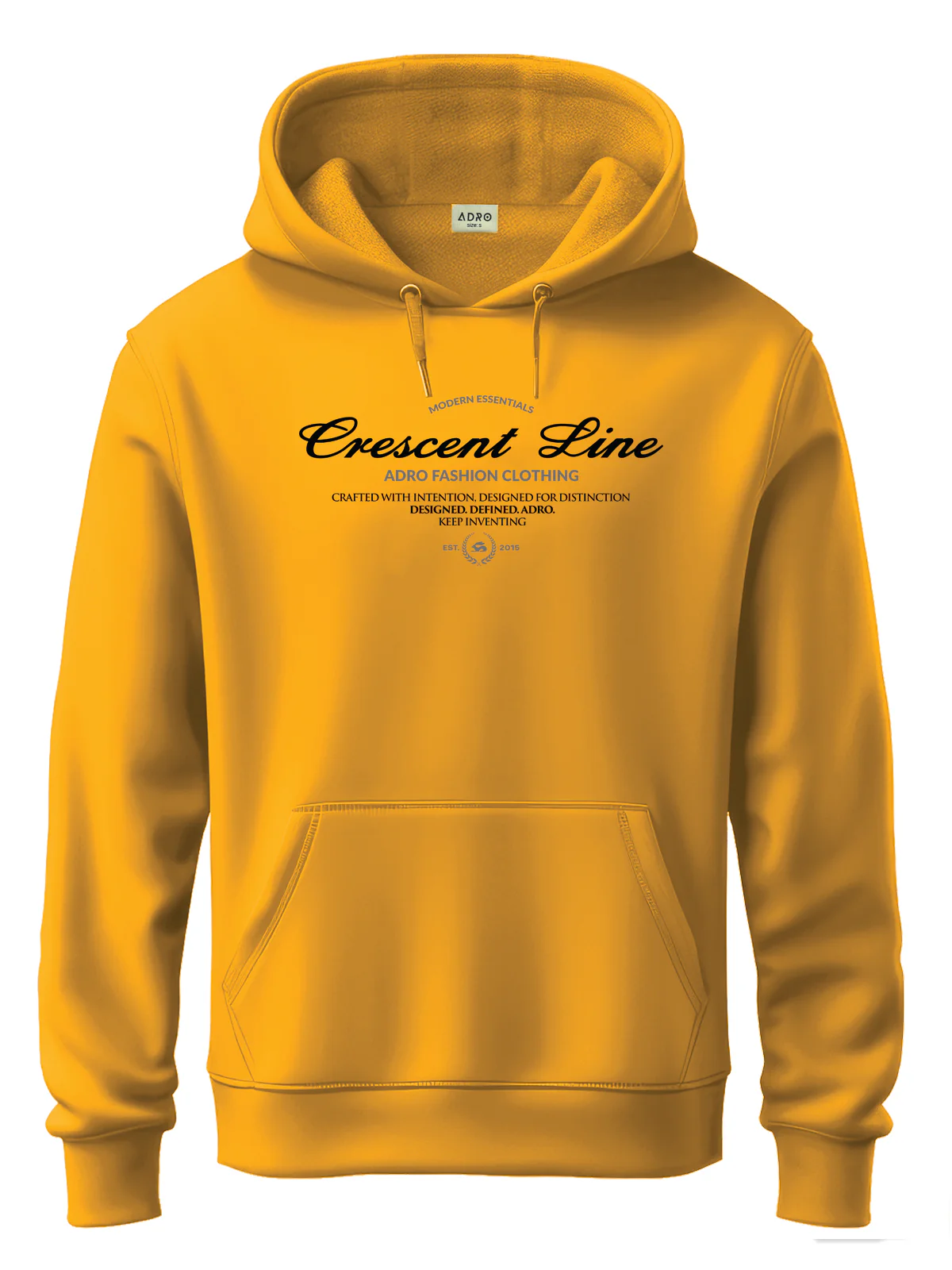 Men Mustard Cotton Fleece Printed Hoodie