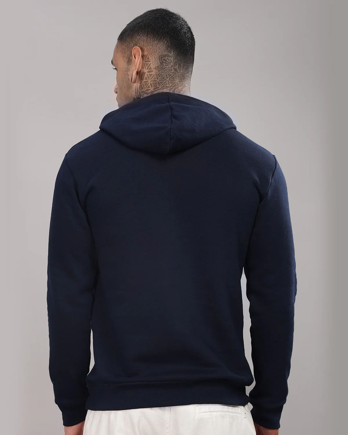 Men Navy Blue Printed Hoodie - Image 3